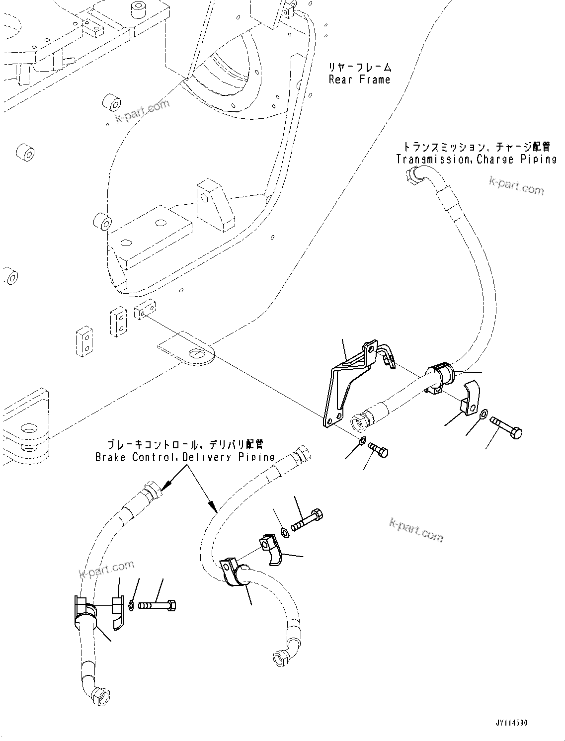 Komatsu parts book diagram for WA485-11E0 S/N H35051-UP: BRAKE CONTROL, WITH AFJS, MOUNTING PARTS
