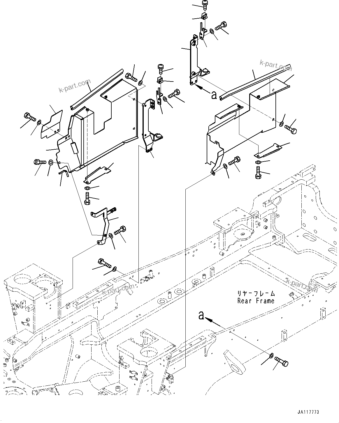 Komatsu parts book diagram for WA485-11E0 S/N H35051-UP: ENGINE HOOD, HYDRAULIC TANK COVER