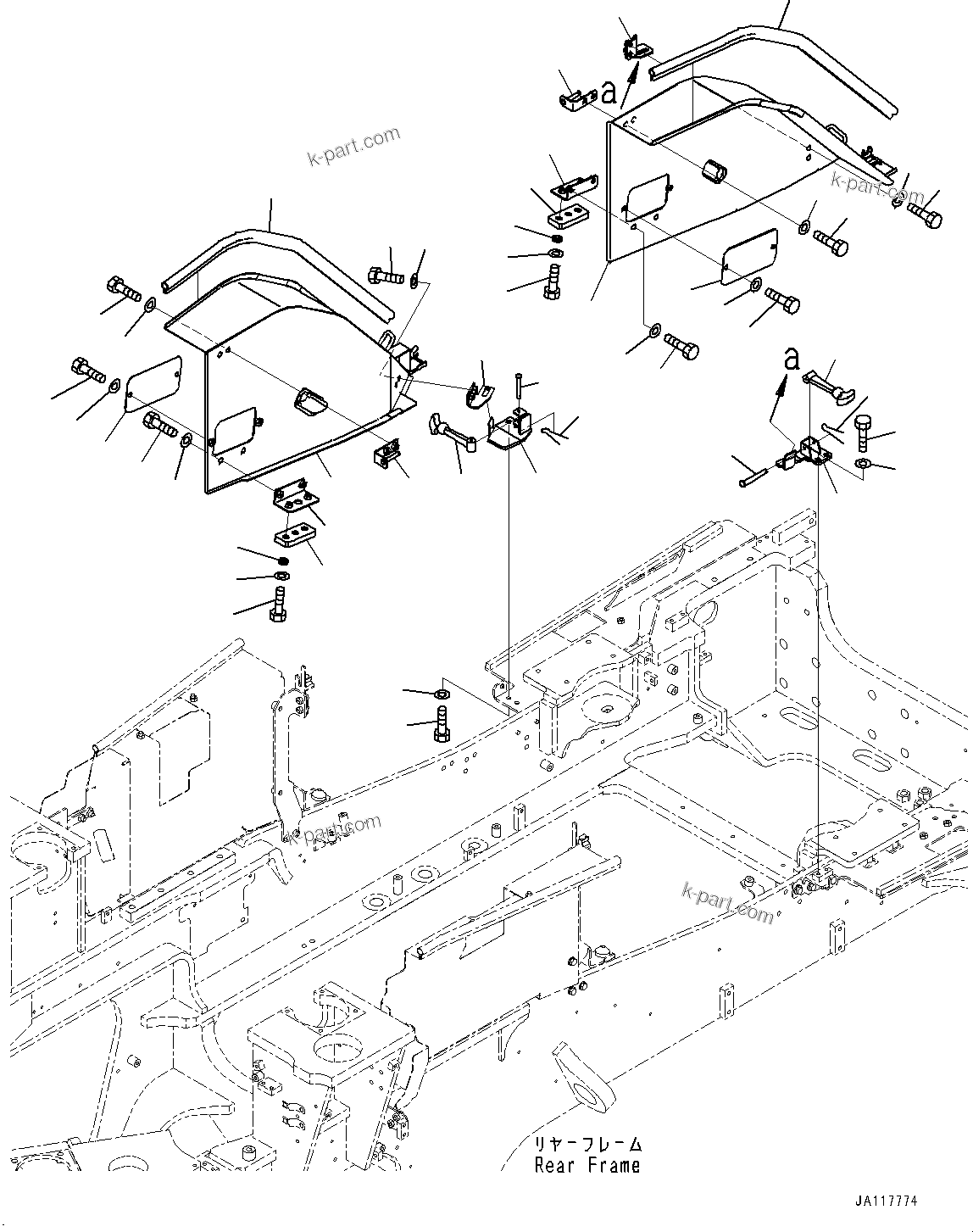 Komatsu parts book diagram for WA485-11E0 S/N H35051-UP: ENGINE HOOD, SERVICE PANEL