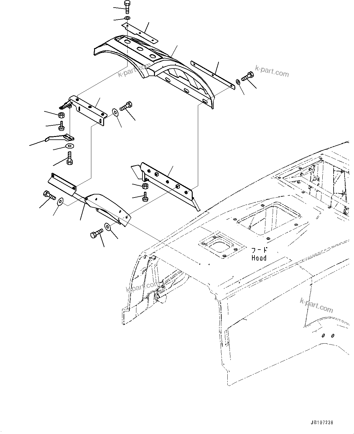 Komatsu parts book diagram for WA485-11E0 S/N H35051-UP: REAR FENDER, FENDER, R.H.