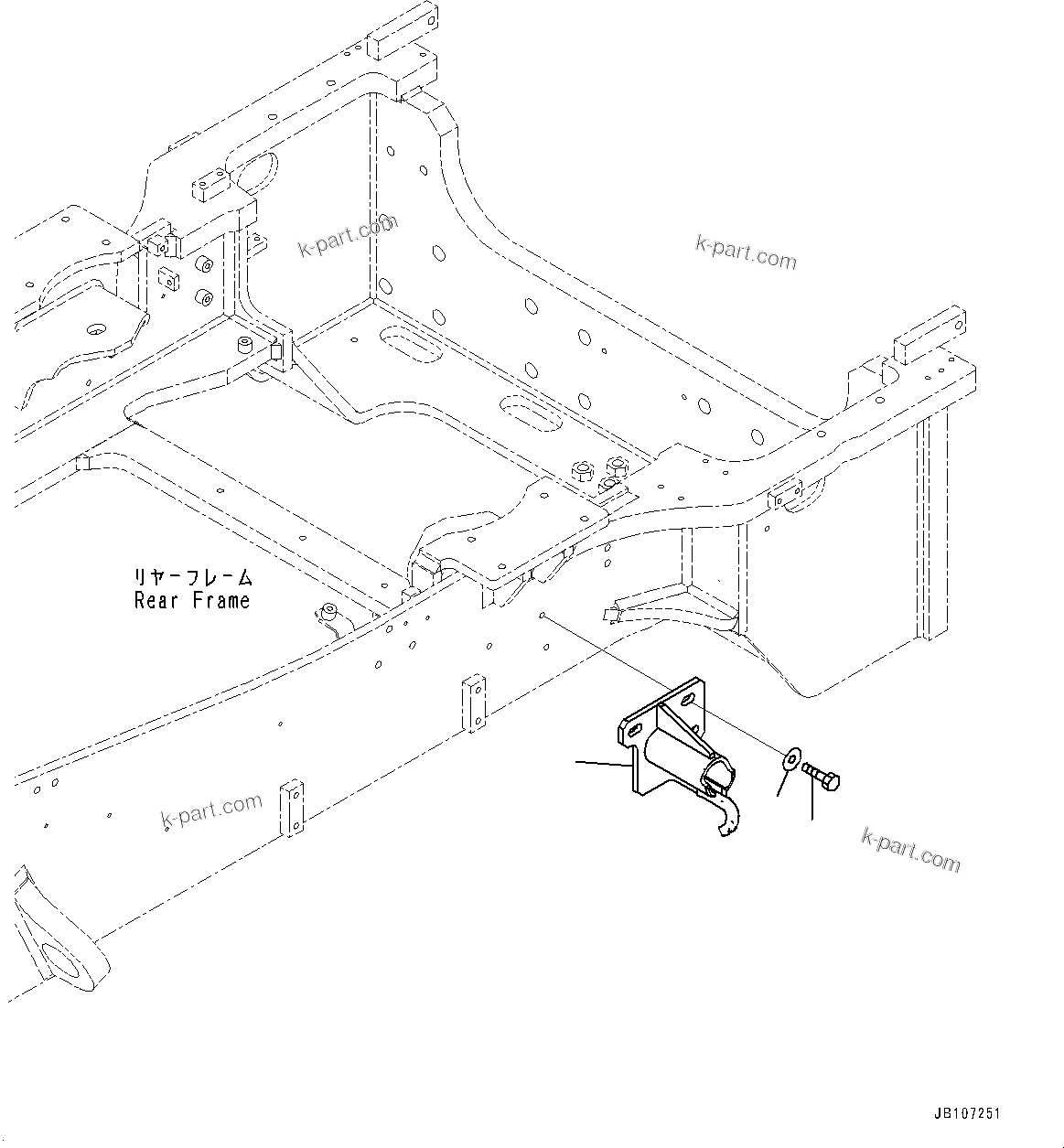 Komatsu parts book diagram for WA485-11E0 S/N H35051-UP: REAR FENDER, MOUNTING, L.H.