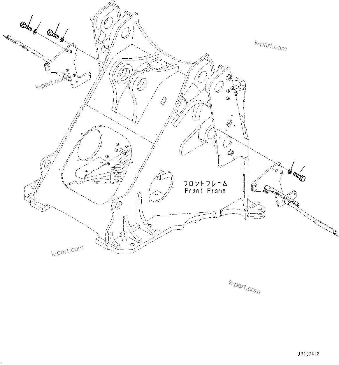 Komatsu parts book diagram for WA485-11E0 S/N H35051-UP: FRONT FENDER, WITH LONG FRONT FENDER, WIDE, MOUNTING BOLT