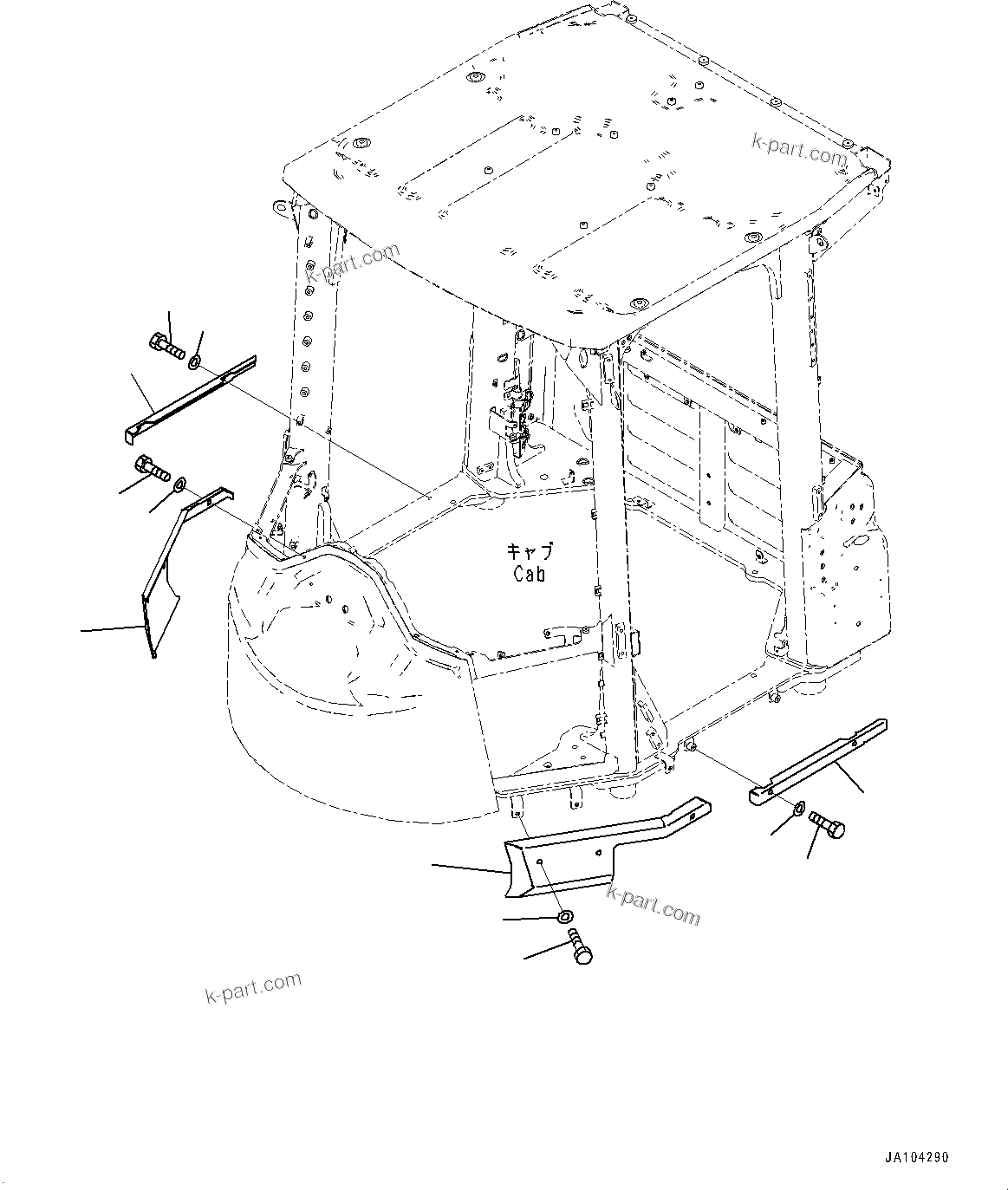 Komatsu parts book diagram for WA485-11E0 S/N H35051-UP: FLOOR COVER