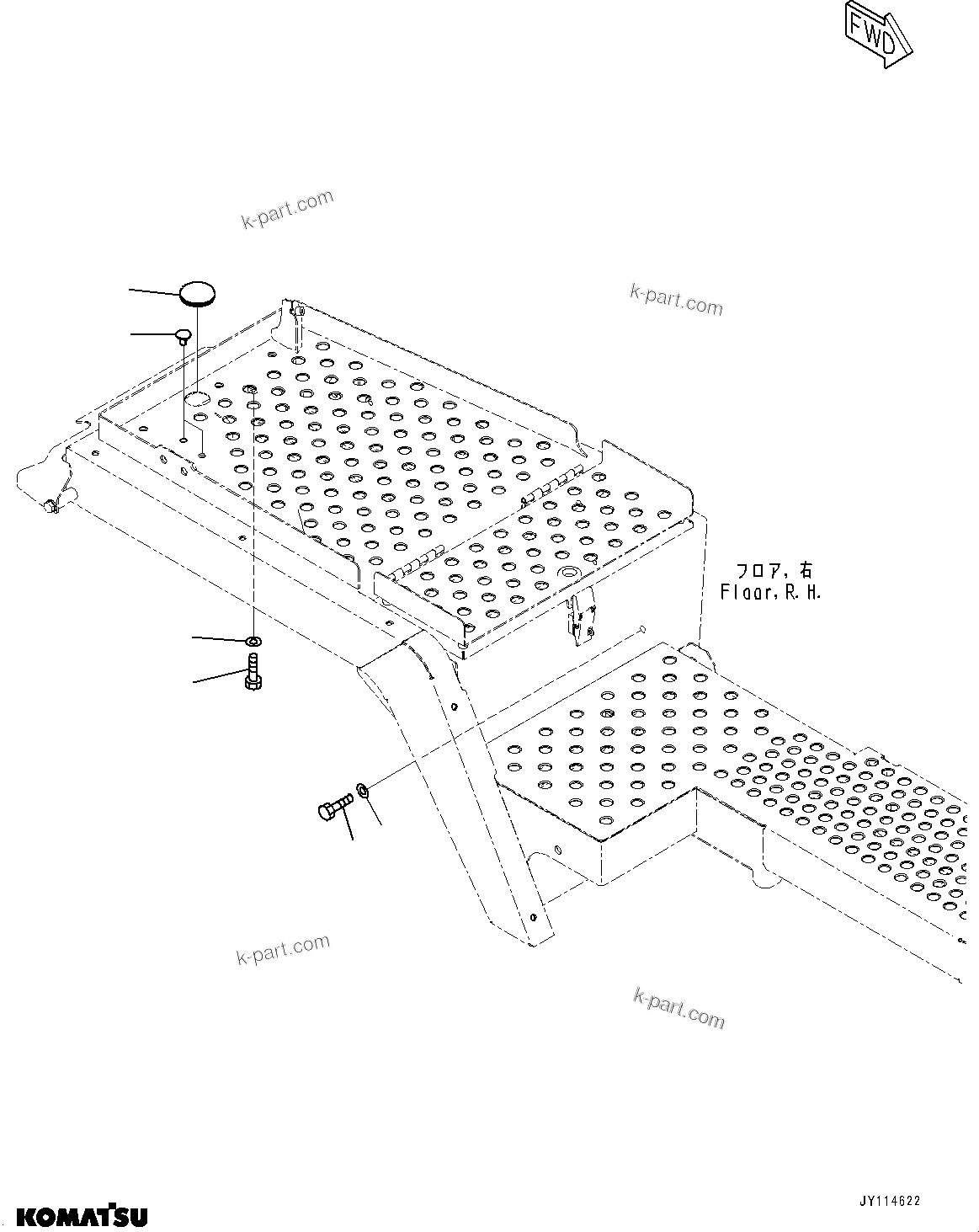 Komatsu parts book diagram for WA485-11E0 S/N H35051-UP: LADDER, PARTS FOR LESS WORKING LAMP (2/2)