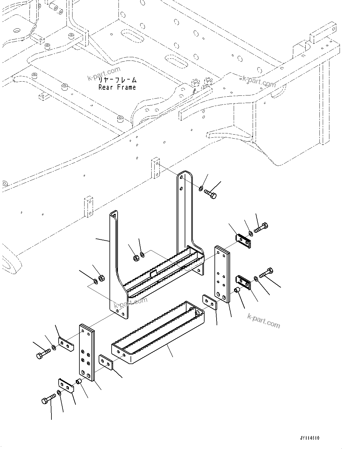 Komatsu parts book diagram for WA485-11E0 S/N H35051-UP: LADDER, REAR STEP L.H.