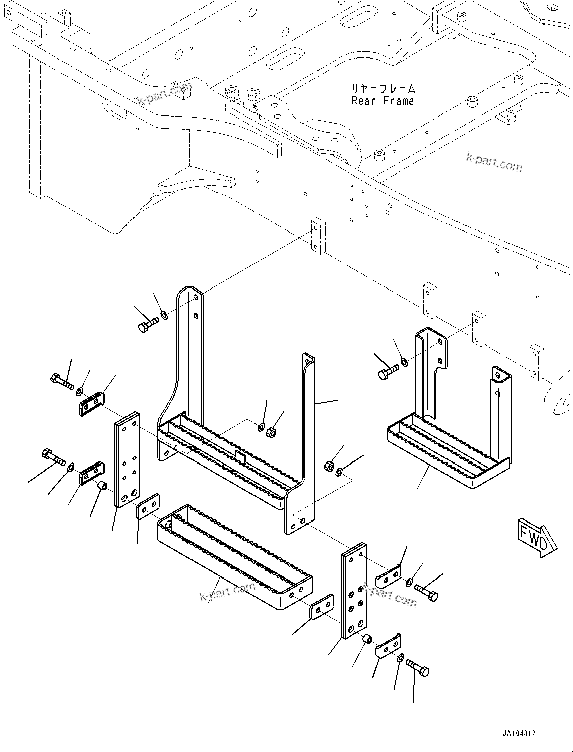 Komatsu parts book diagram for WA485-11E0 S/N H35051-UP: LADDER, REAR STEP R.H.
