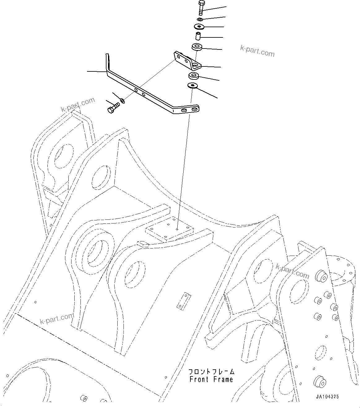Komatsu parts book diagram for WA485-11E0 S/N H35051-UP: LADDER, PIPING MOUNTING BRACKET