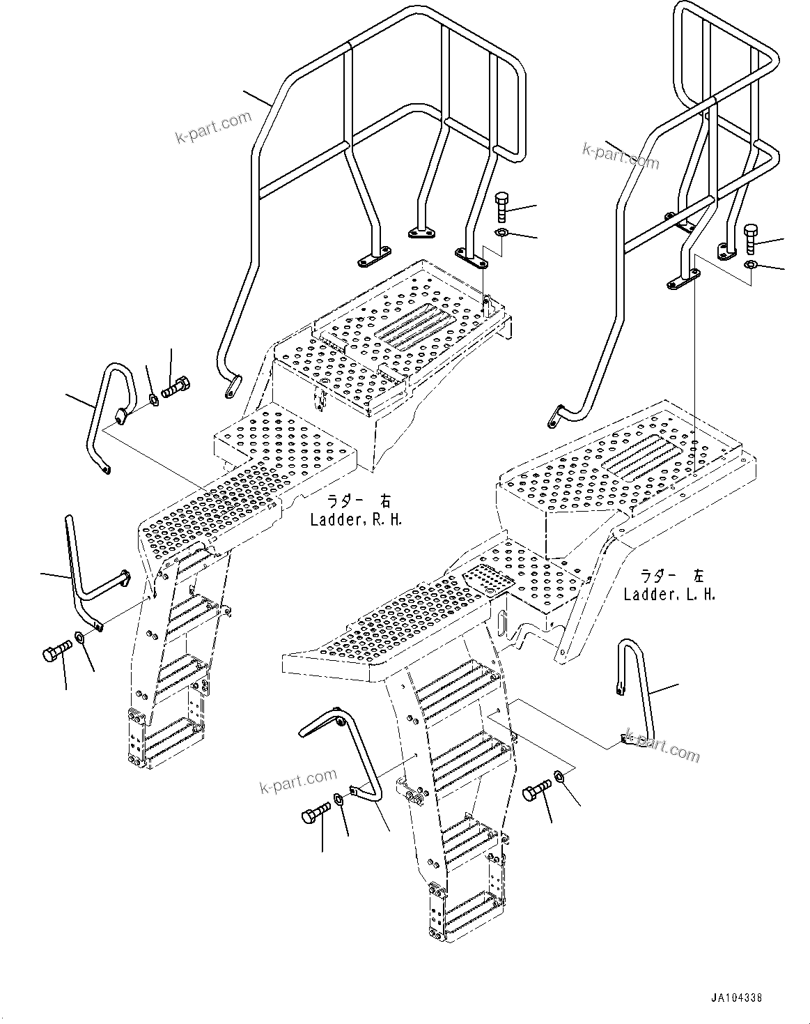 Komatsu parts book diagram for WA485-11E0 S/N H35051-UP: HANDRAIL