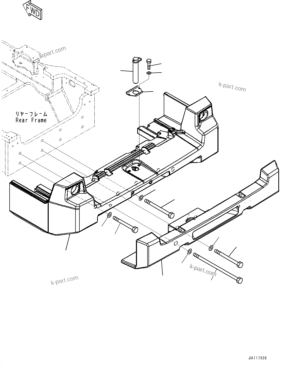 Komatsu parts book diagram for WA485-11E0 S/N H35051-UP: COUNTERWEIGHT, ADDITIONAL COUNTERWEIGHT