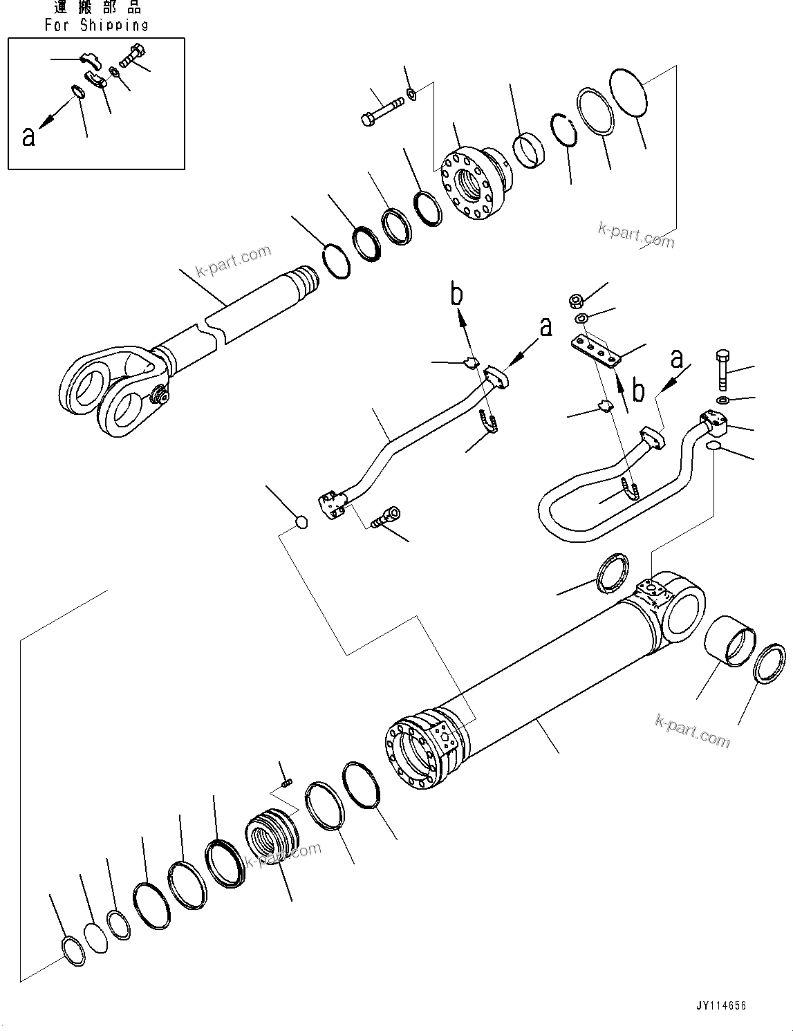 Komatsu parts book diagram for WA485-11E0 S/N H35051-UP: LIFT CYLINDER, INNER PARTS, LIFT CYLINDER, R.H.