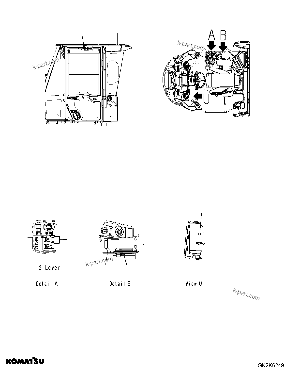 Komatsu parts book diagram for WA485-11E0 S/N H35051-UP: DECAL, COMMON PARTS, INTERIOR (1/2)