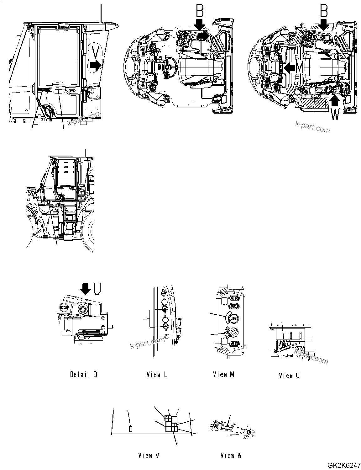 Komatsu parts book diagram for WA485-11E0 S/N H35051-UP: DECAL, COMMON PARTS, INTERIOR (2/2)