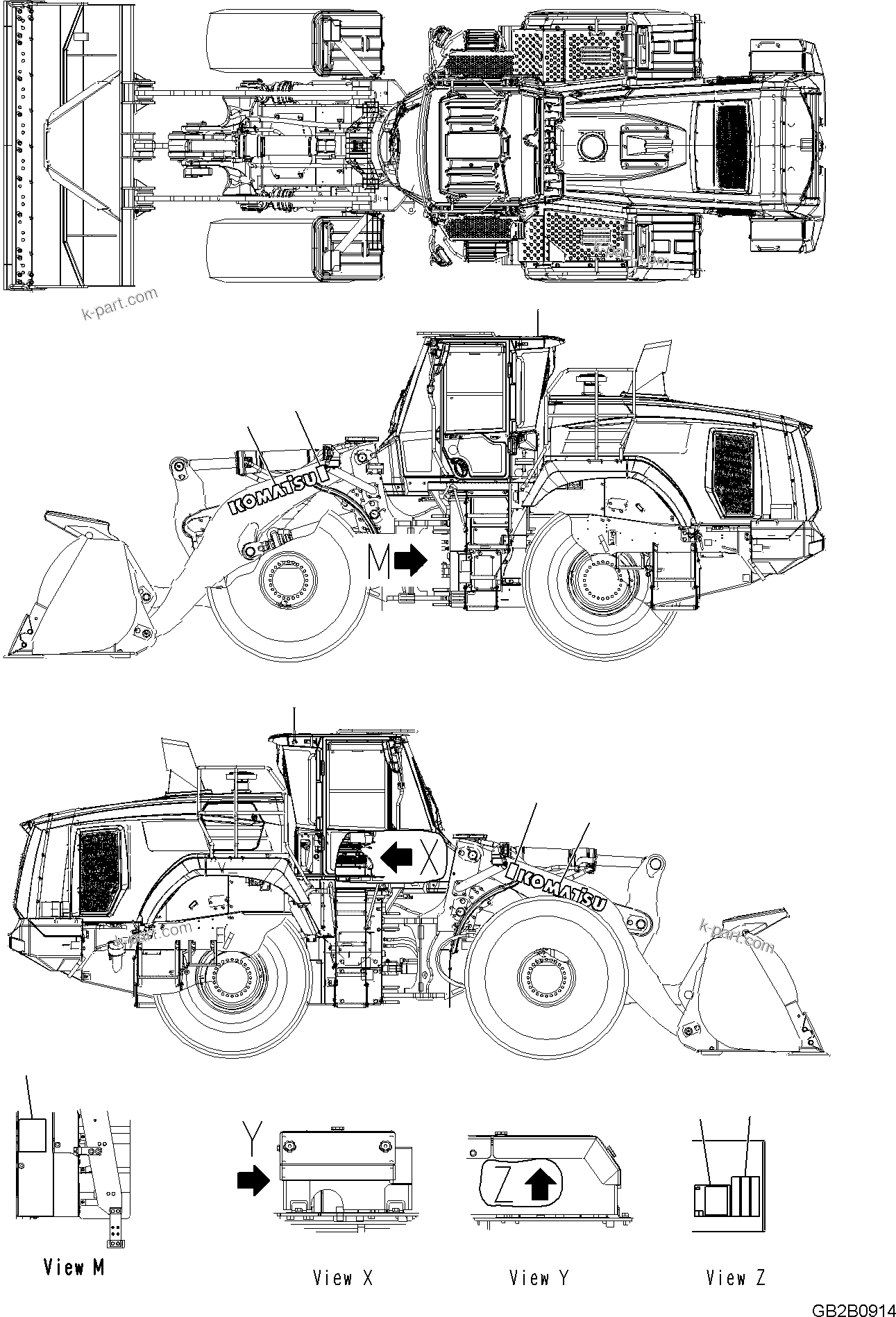 Komatsu parts book diagram for WA485-11E0 S/N H35051-UP: DECAL, WITHOUT AFJS