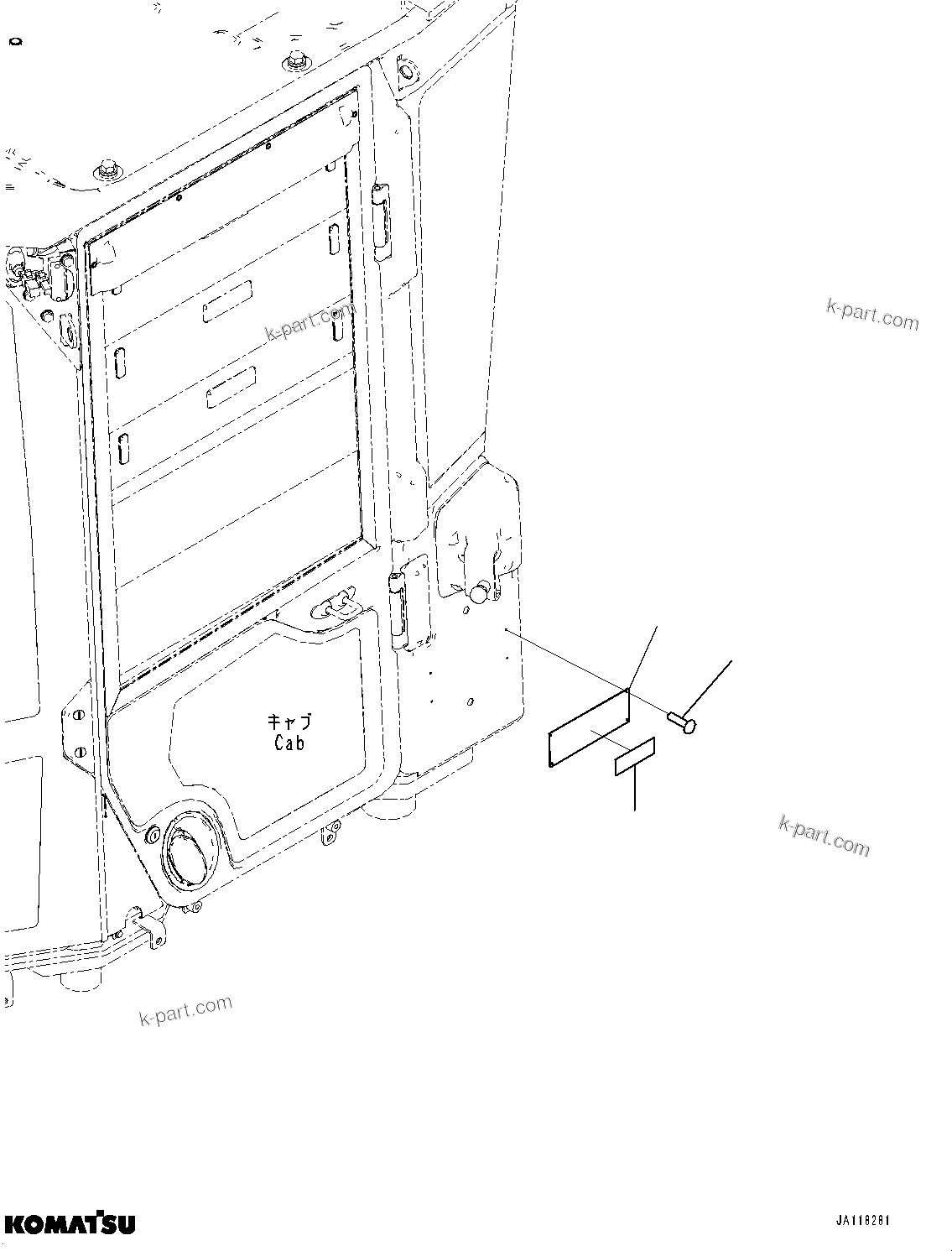 Komatsu parts book diagram for WA485-11E0 S/N H35051-UP: ROPS PLATE