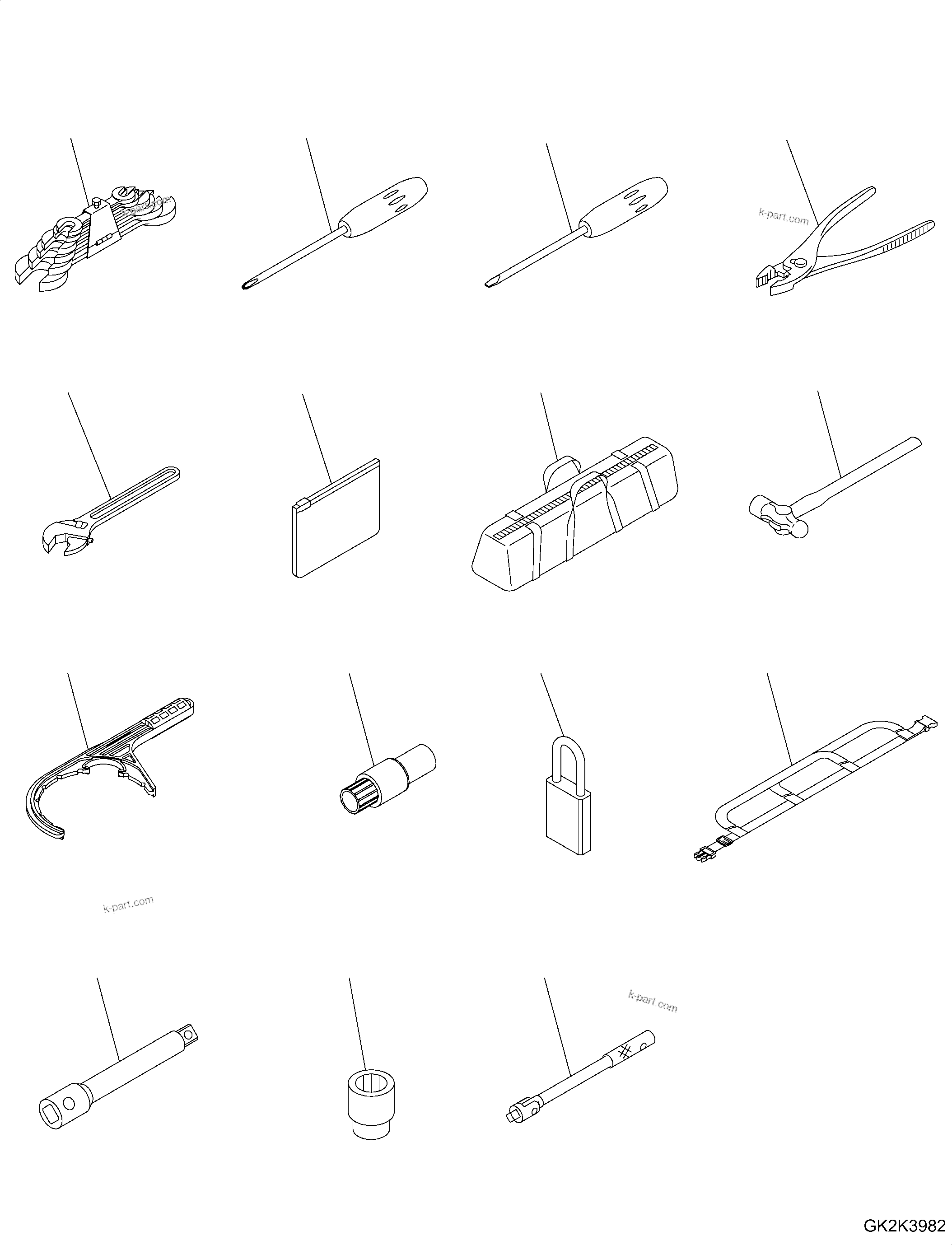 Komatsu parts book diagram for WA485-11E0 S/N H35051-UP: GENERAL TOOL, TOOL SET