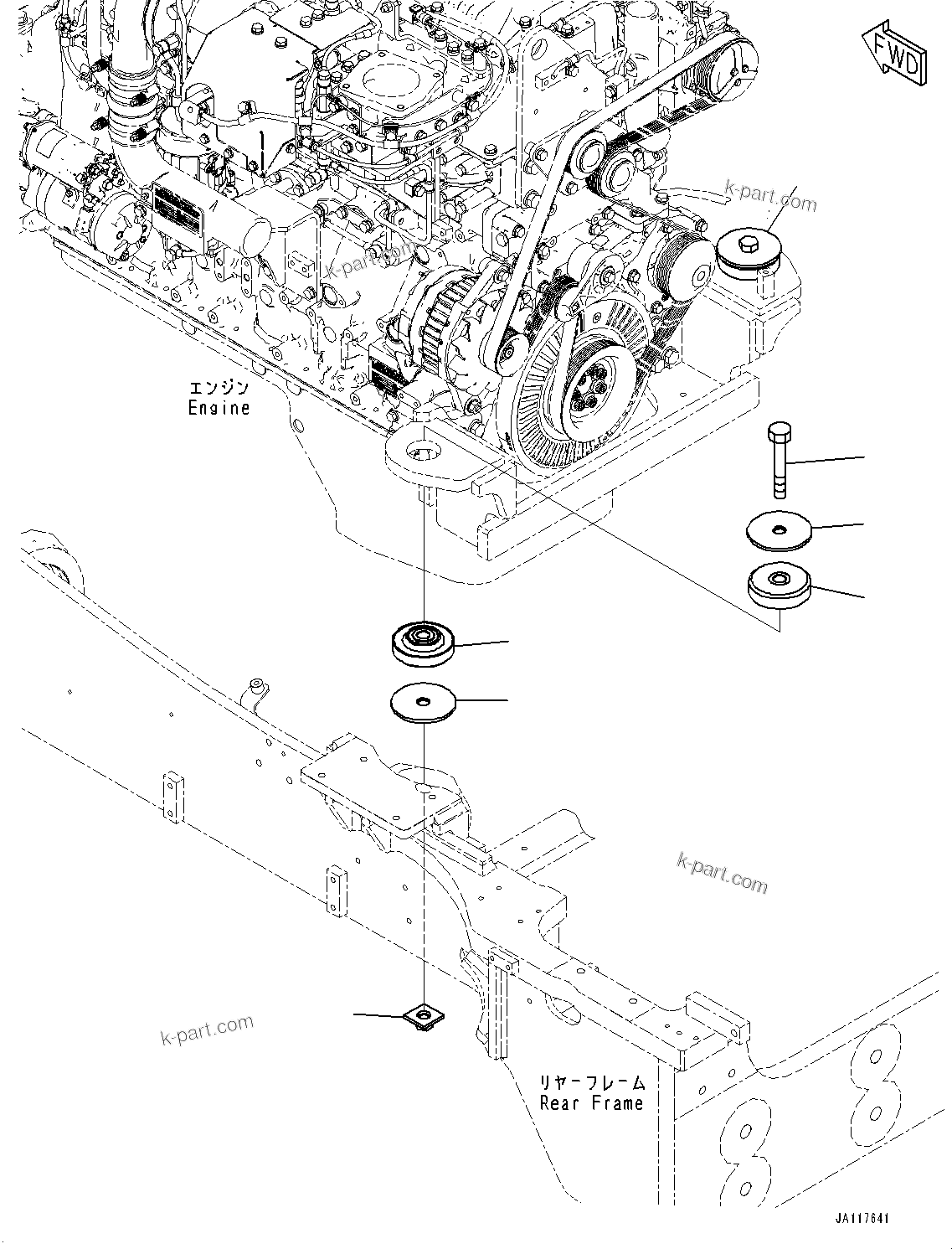 Komatsu parts book diagram for WA475-11E0 S/N H30051-UP: ENGINE MOUNTING