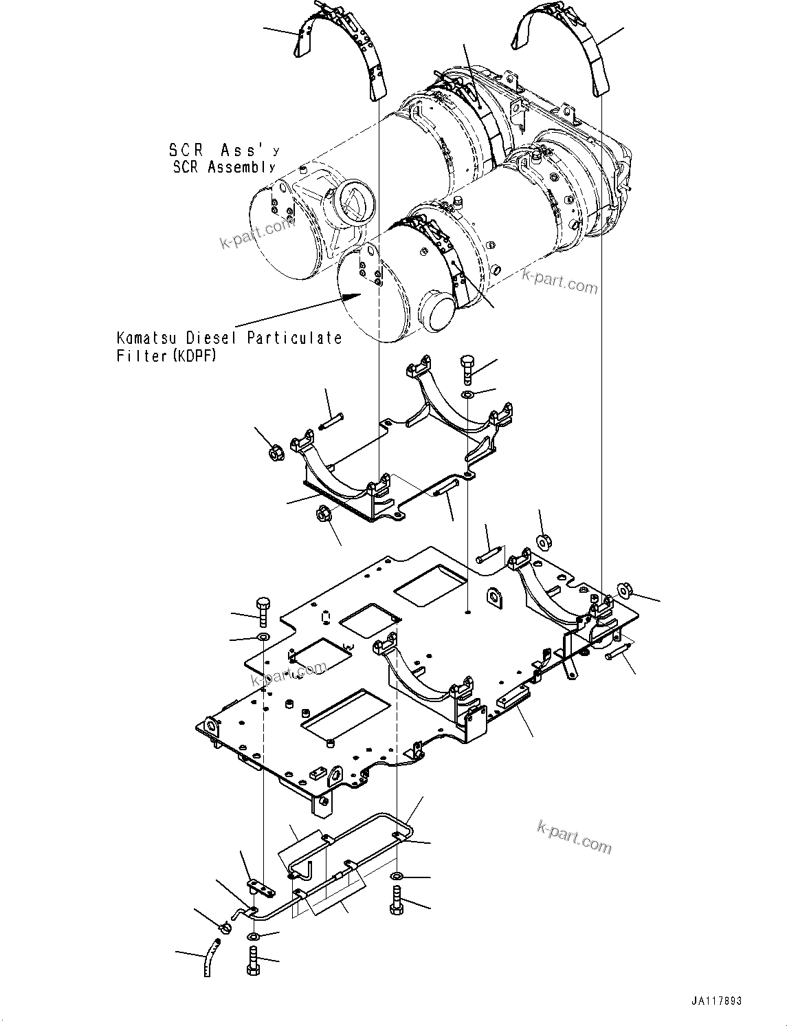Komatsu parts book diagram for WA475-11E0 S/N H30051-UP: ENGINE WIRING HARNESS, WITH PRECLEANER TURBO II, CABLE