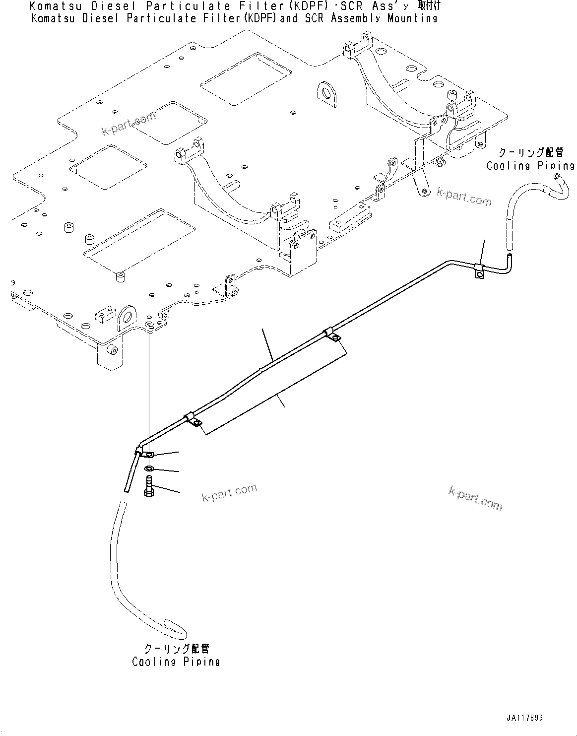 Komatsu parts book diagram for WA475-11E0 S/N H30051-UP: ENGINE WIRING HARNESS, WITH PRECLEANER TURBO II, TUBE