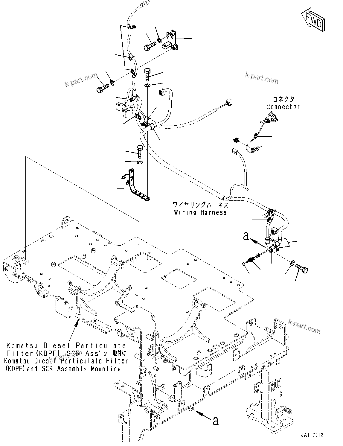 Komatsu parts book diagram for WA475-11E0 S/N H30051-UP: ENGINE WIRING HARNESS, WITH PRECLEANER TURBO II, PRIMING PUMP SWITCH