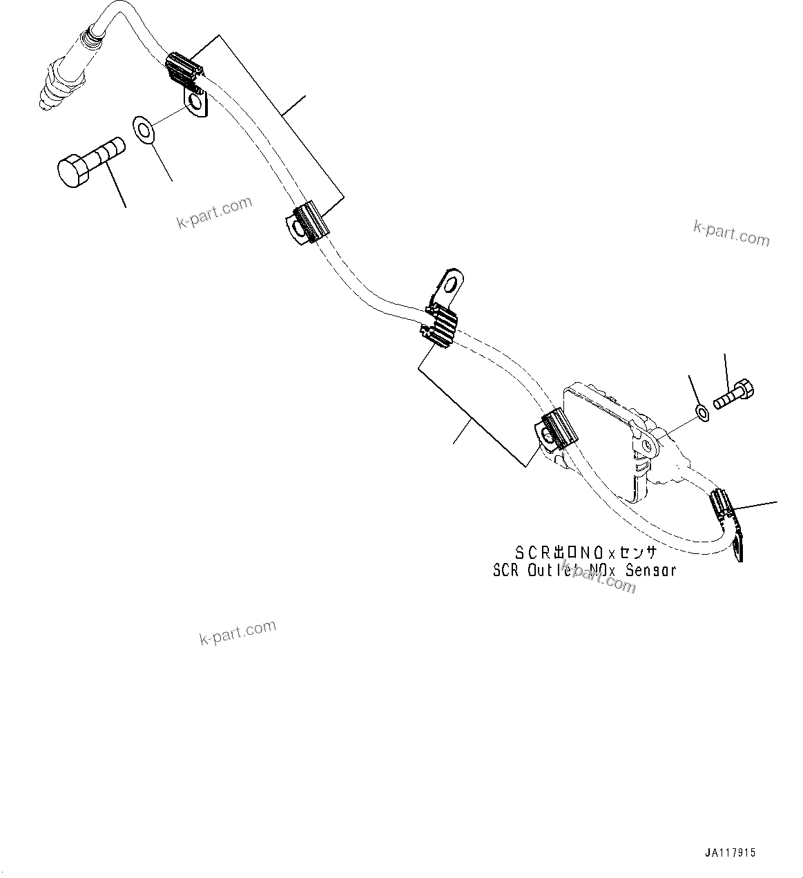 Komatsu parts book diagram for WA475-11E0 S/N H30051-UP: EXHAUST PIPE, SENSOR CLAMP