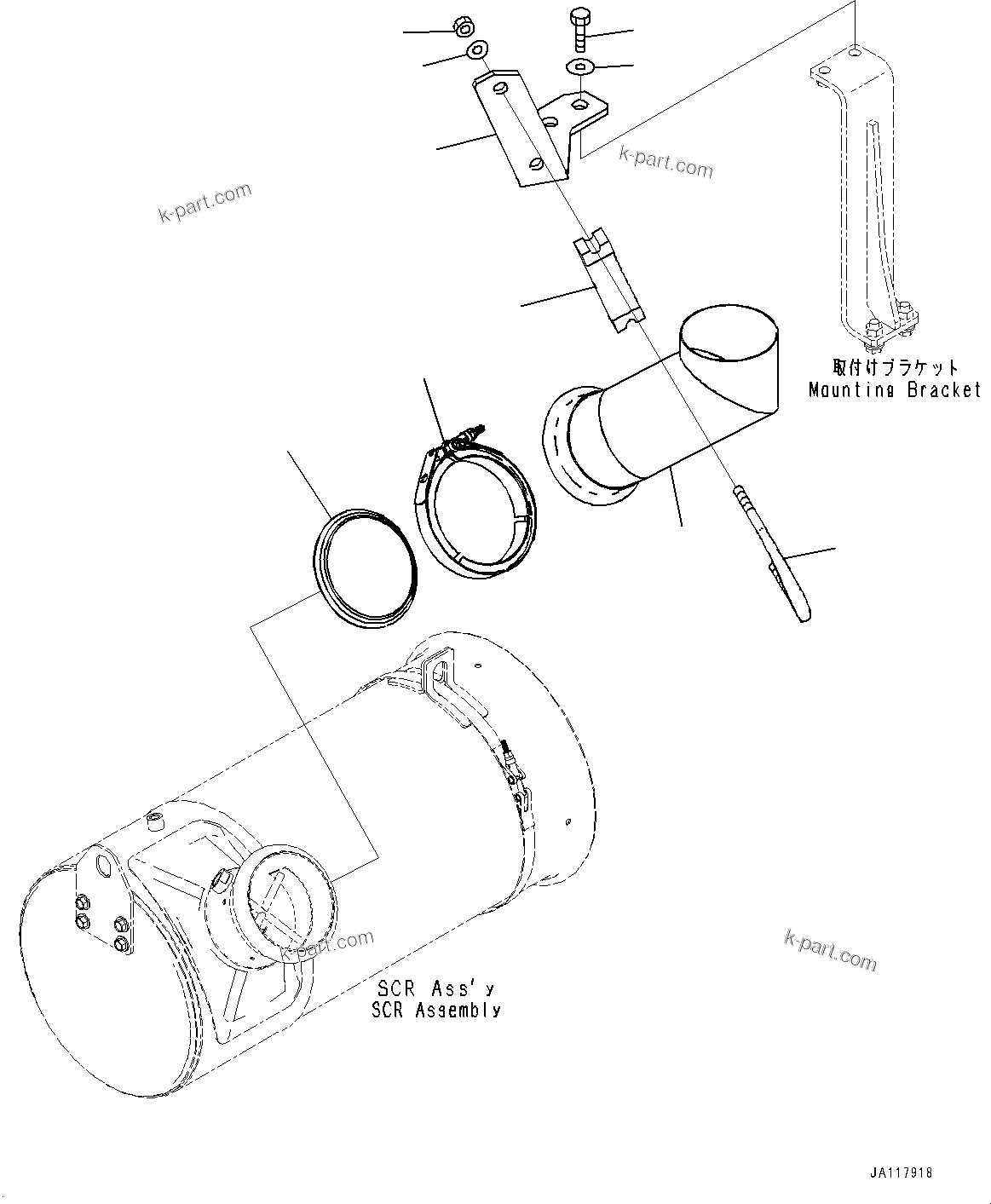 Komatsu parts book diagram for WA475-11E0 S/N H30051-UP: EXHAUST PIPE, EXHAUST PIPING