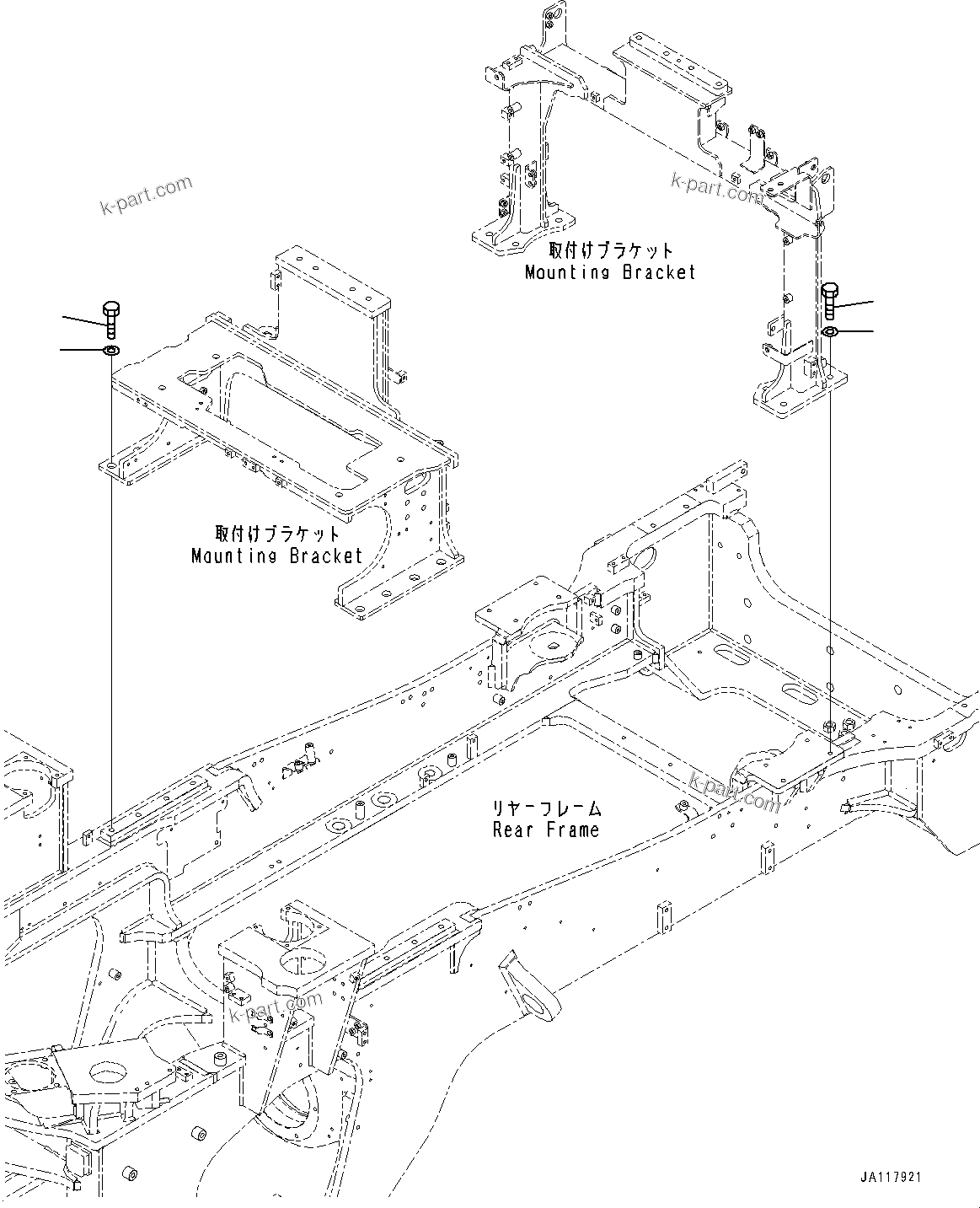 Komatsu parts book diagram for WA475-11E0 S/N H30051-UP: EXHAUST PIPE, MOUNTING BOLT