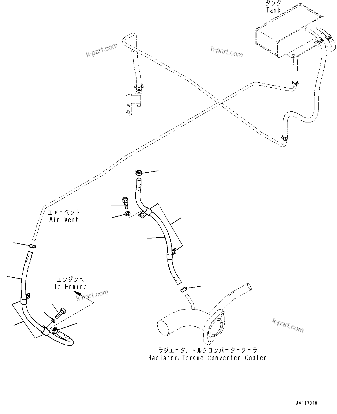 Komatsu parts book diagram for WA475-11E0 S/N H30051-UP: EXHAUST PIPE, COOLING PIPING