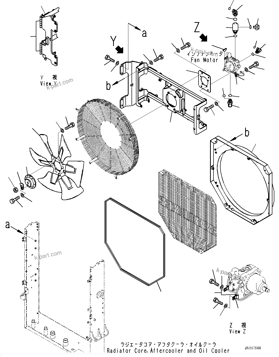 Komatsu parts book diagram for WA475-11E0 S/N H30051-UP: RADIATOR, FAN MOTOR RELATED PARTS
