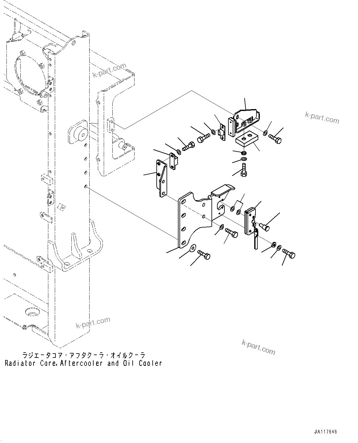 Komatsu parts book diagram for WA475-11E0 S/N H30051-UP: RADIATOR, MOUNTING BRACKET