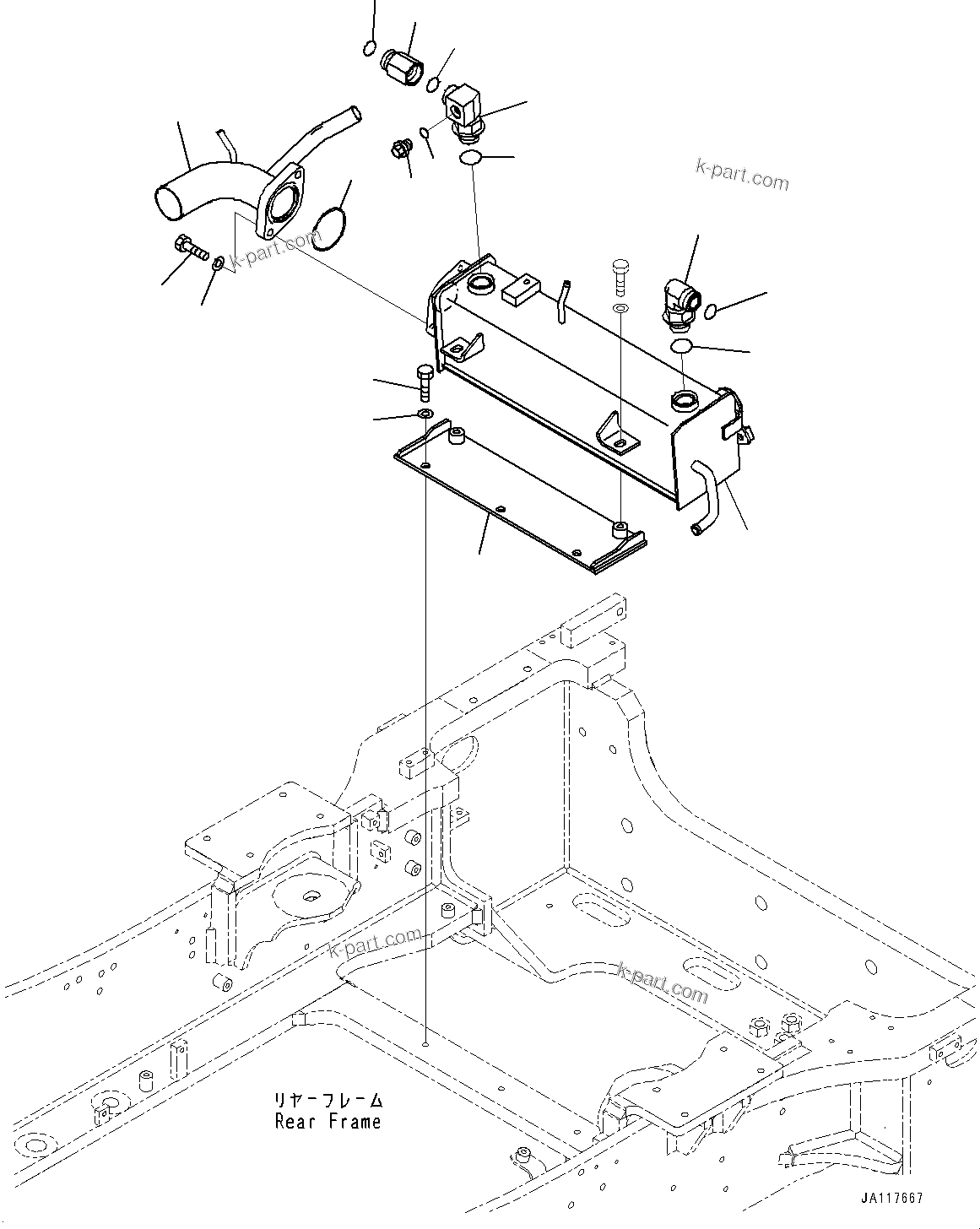 Komatsu parts book diagram for WA475-11E0 S/N H30051-UP: RADIATOR, TORQUE CONVERTER COOLER