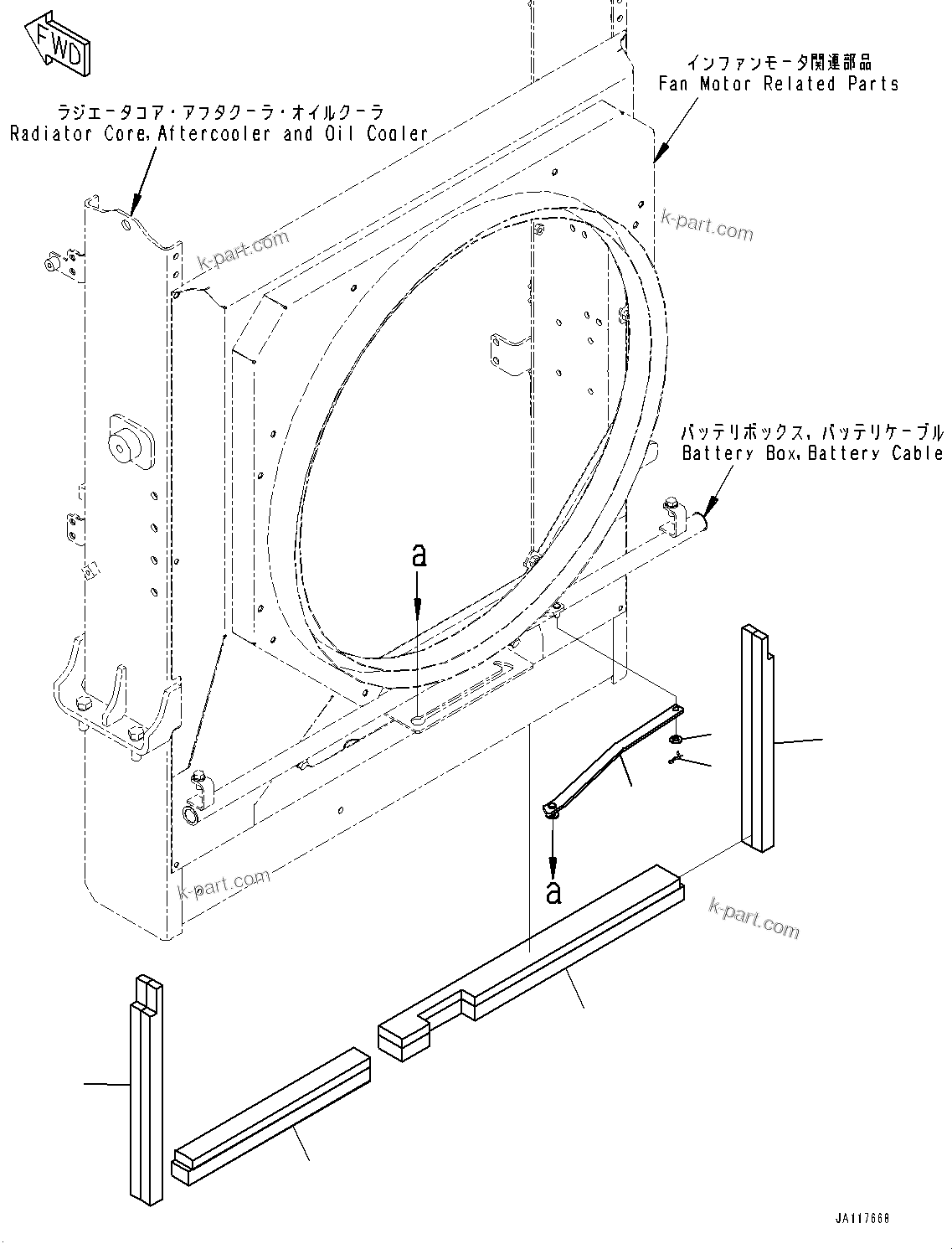Komatsu parts book diagram for WA475-11E0 S/N H30051-UP: RADIATOR, STOPPER