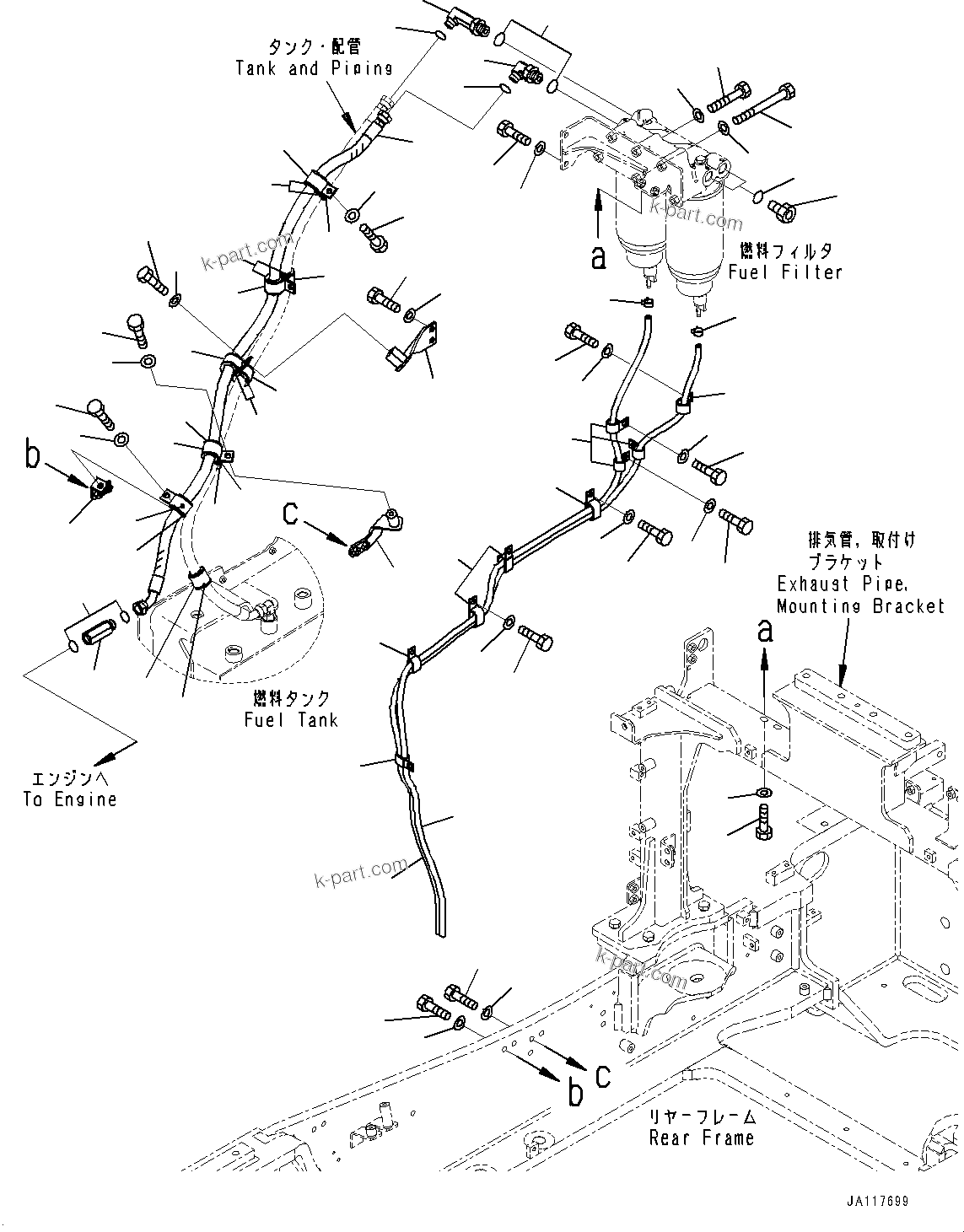 Komatsu parts book diagram for WA475-11E0 S/N H30051-UP: FUEL TANK, FUEL FILTER PIPING