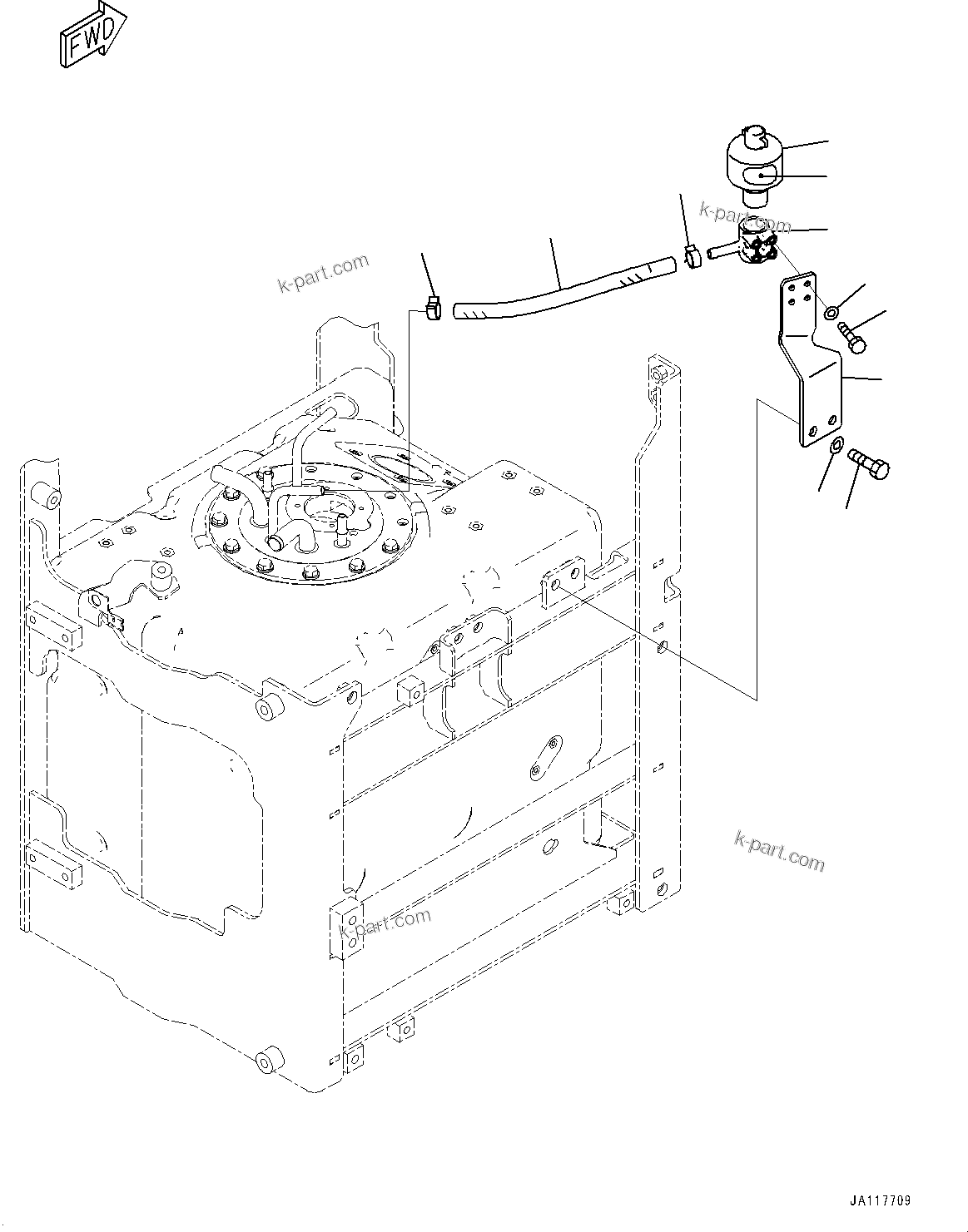 Komatsu parts book diagram for WA475-11E0 S/N H30051-UP: DEF TANK, WITH AFJS, BREATHER