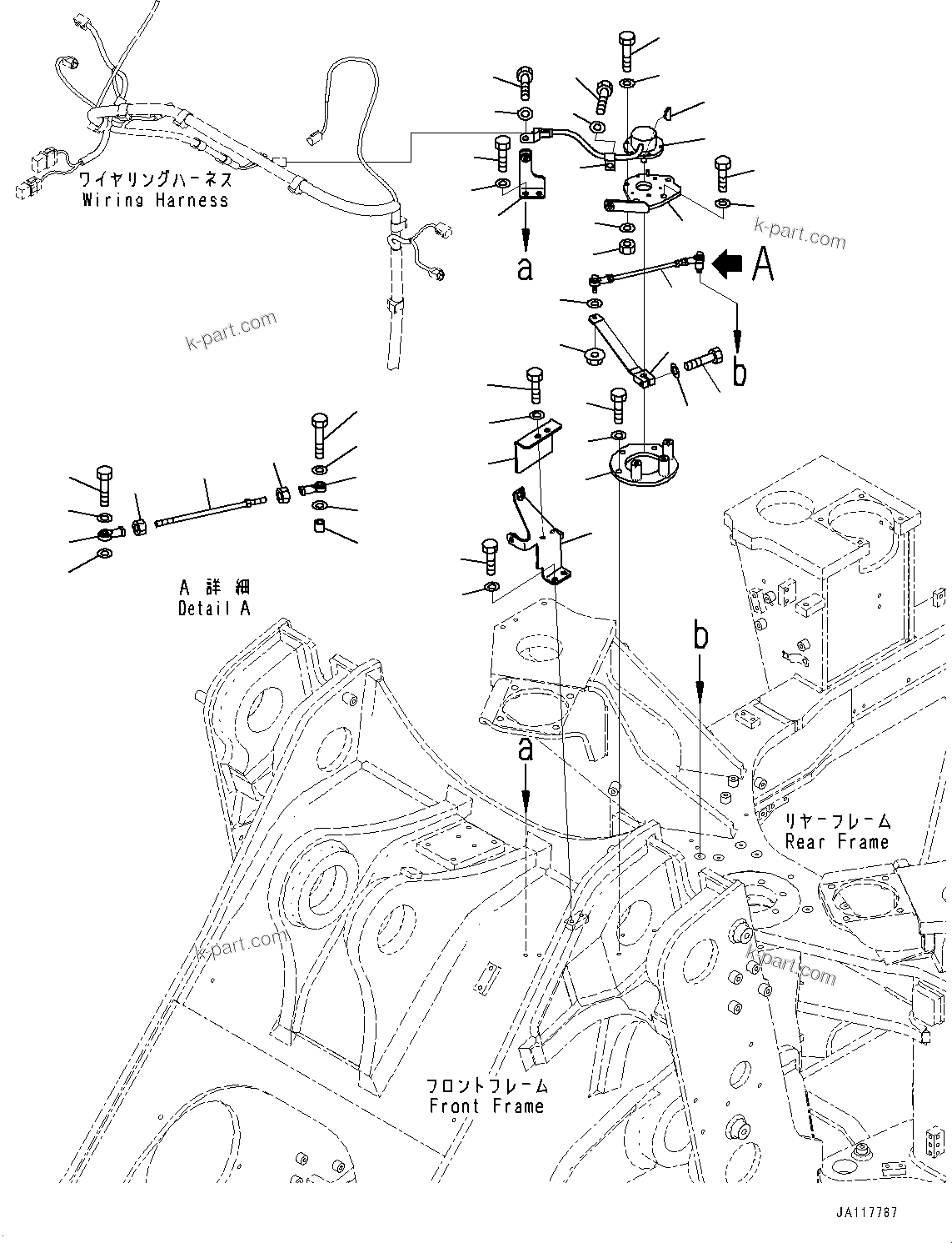 Komatsu parts book diagram for WA475-11E0 S/N H30051-UP: FRONT WIRING HARNESS, FOR HIGH LIFT BOOM, FRAME ANGLE SENSOR