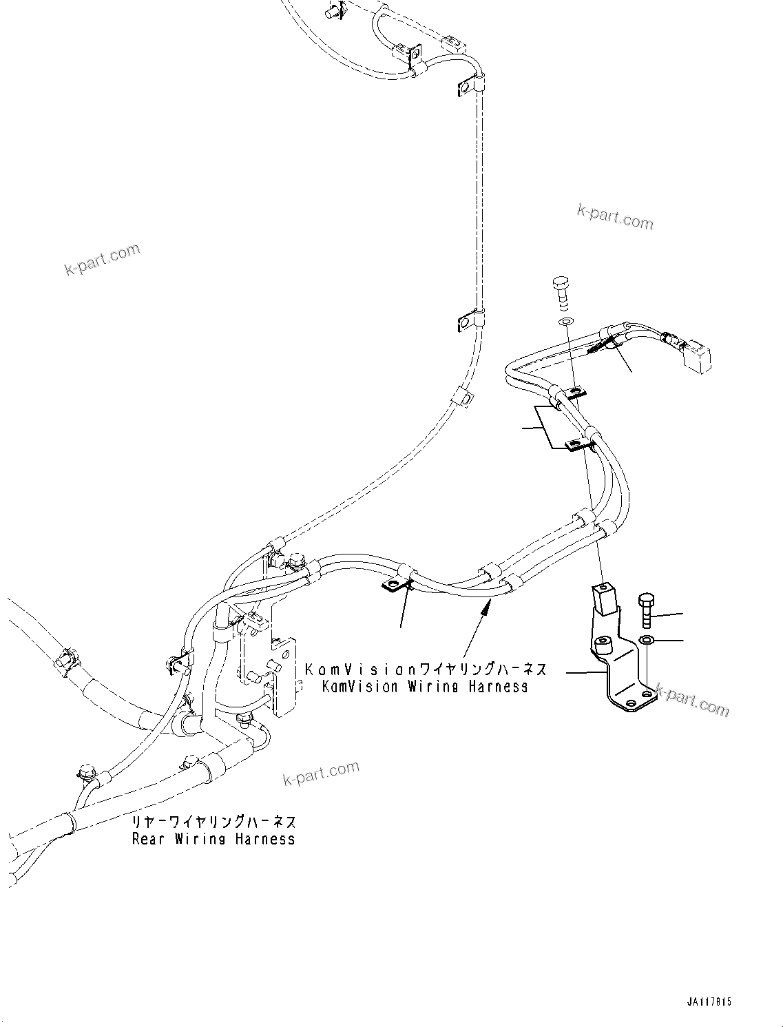 Komatsu parts book diagram for WA475-11E0 S/N H30051-UP: REAR WIRING HARNESS, MOUNTING (8/8)