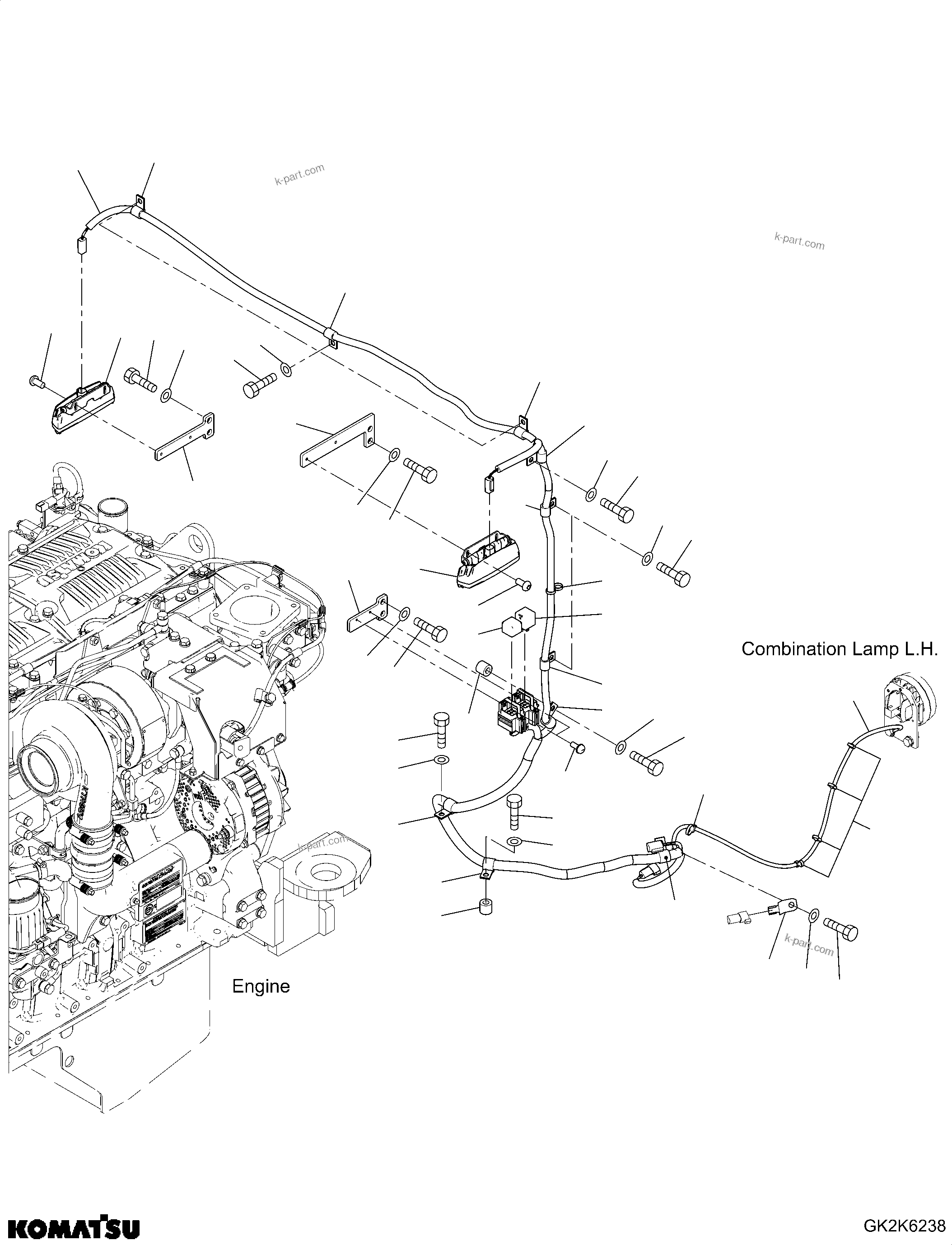 Komatsu parts book diagram for WA475-11E0 S/N H30051-UP: HOOD, ENGINE LIGHT