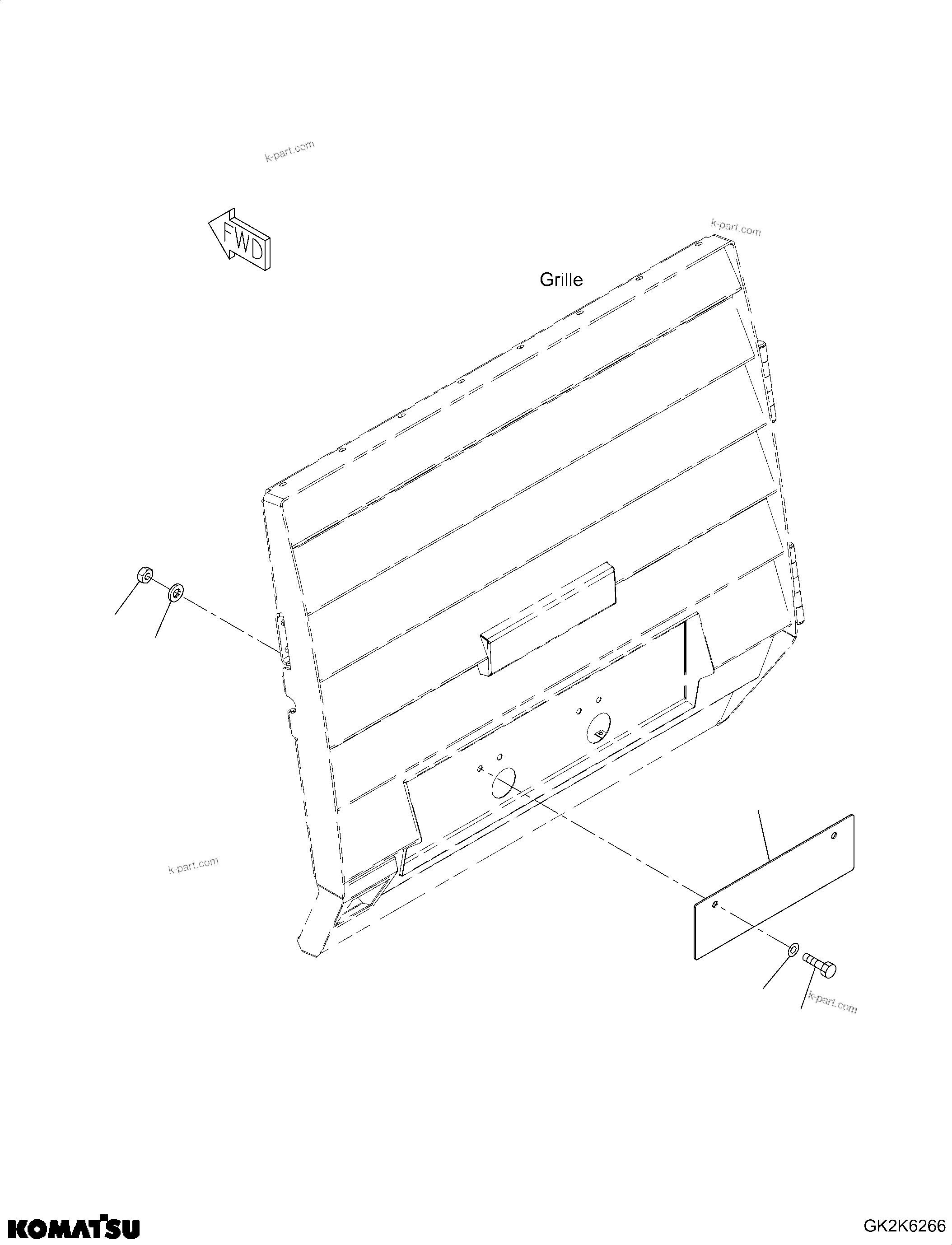Komatsu parts book diagram for WA475-11E0 S/N H30051-UP: WITHOUT OBSTACLE DETECTION SYSTEM (ODS), GRILLE COVER