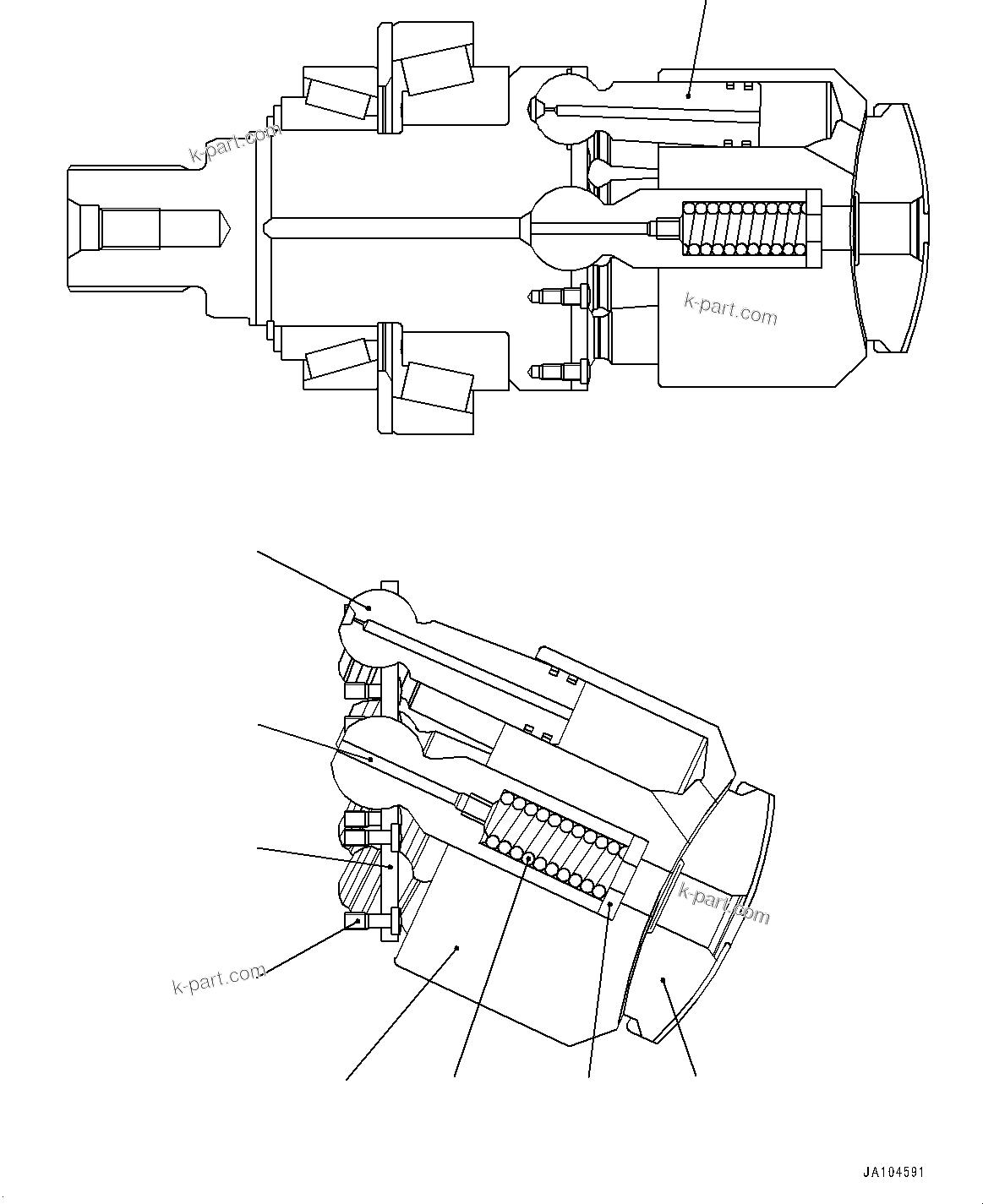 Komatsu parts book diagram for WA475-11E0 S/N H30051-UP: HYDROSTATIC TRANSMISSION (HST) MOTOR, INNER PARTS, HST MOTOR 1 (2/6)