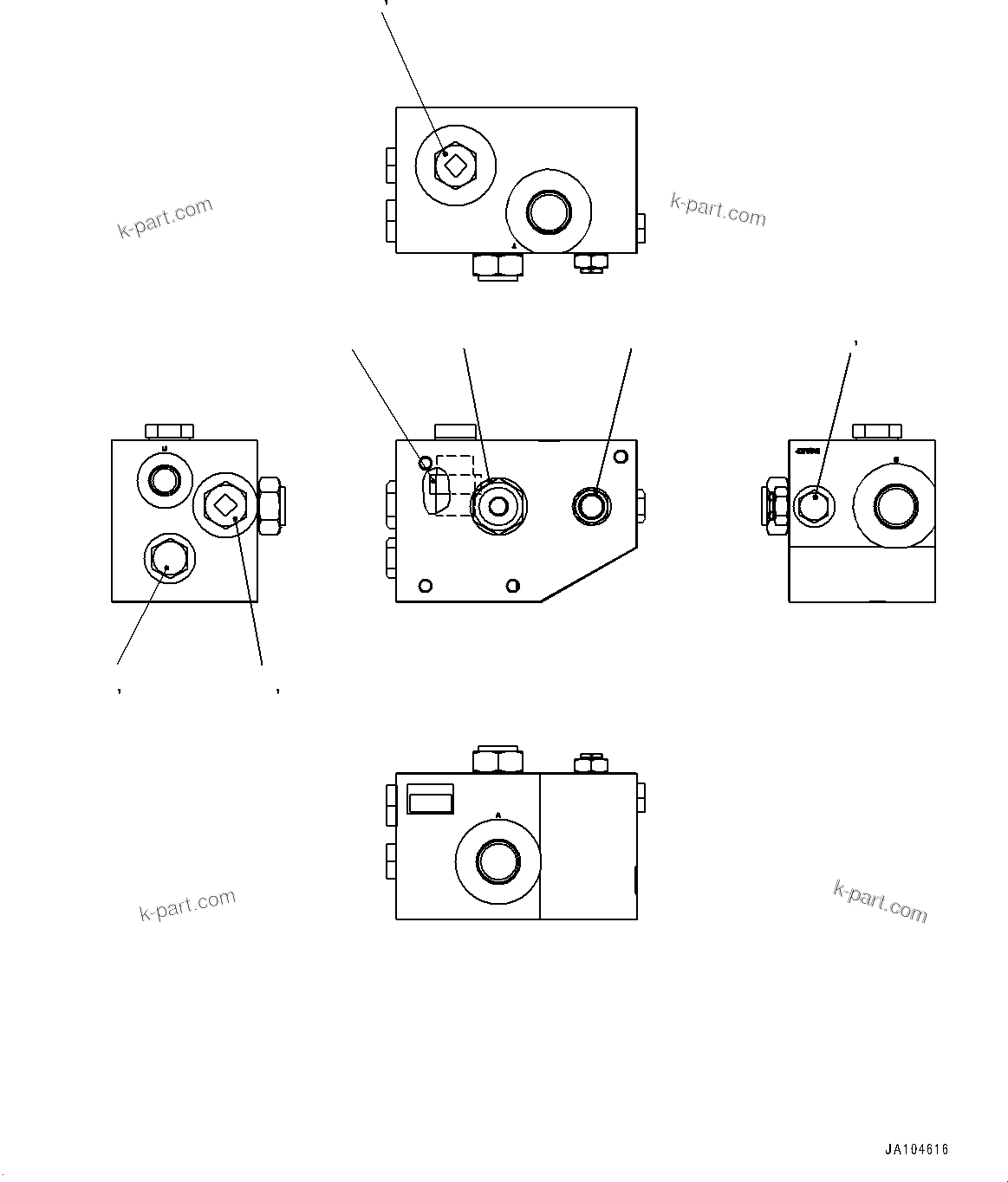 Komatsu parts book diagram for WA475-11E0 S/N H30051-UP: HYDROSTATIC TRANSMISSION (HST) MOTOR, REGULATOR VALVE