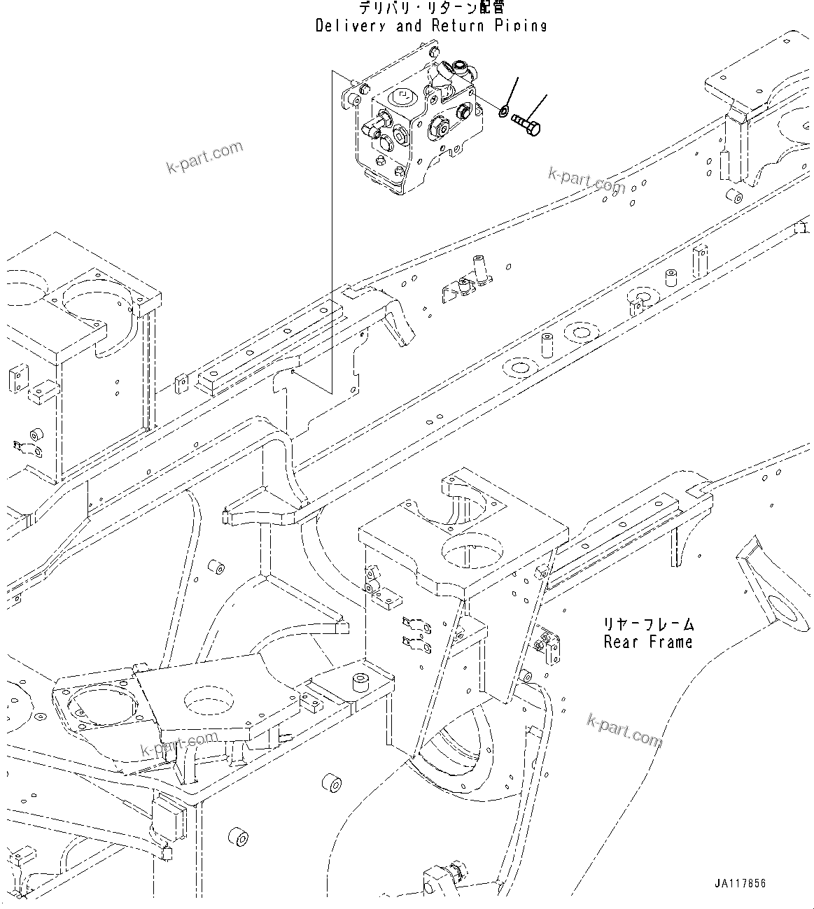 Komatsu parts book diagram for WA475-11E0 S/N H30051-UP: HYDROSTATIC TRANSMISSION (HST) MOTOR, VALVE MOUNTING