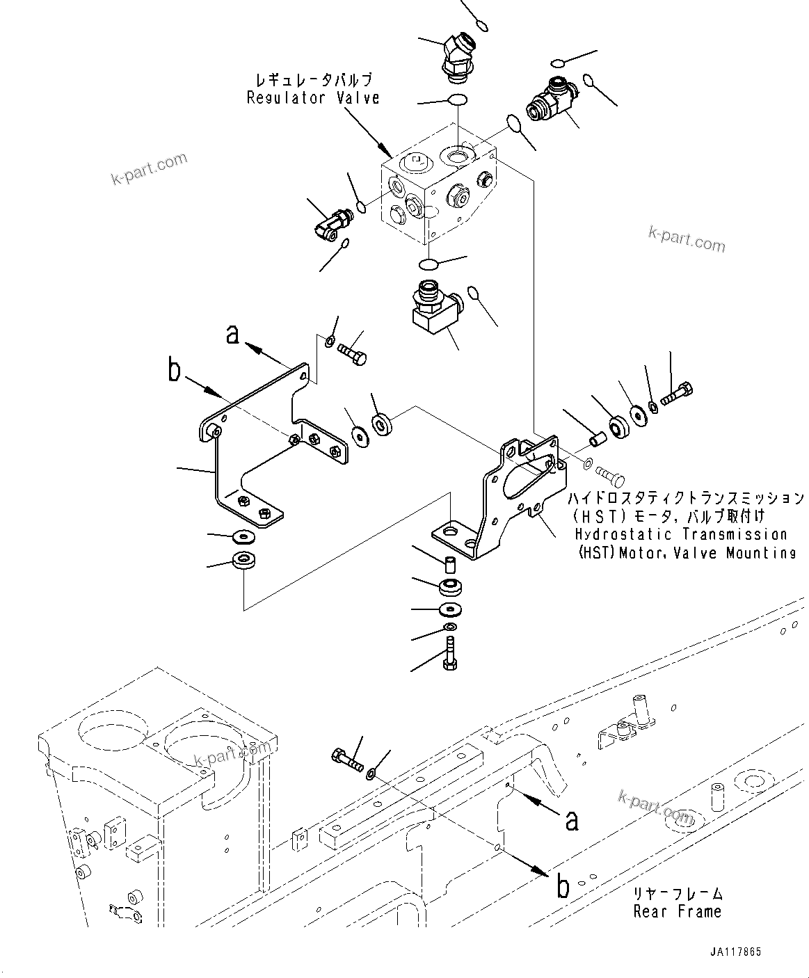 Komatsu parts book diagram for WA475-11E0 S/N H30051-UP: HYDROSTATIC TRANSMISSION (HST) OIL PIPING, MOUNTING