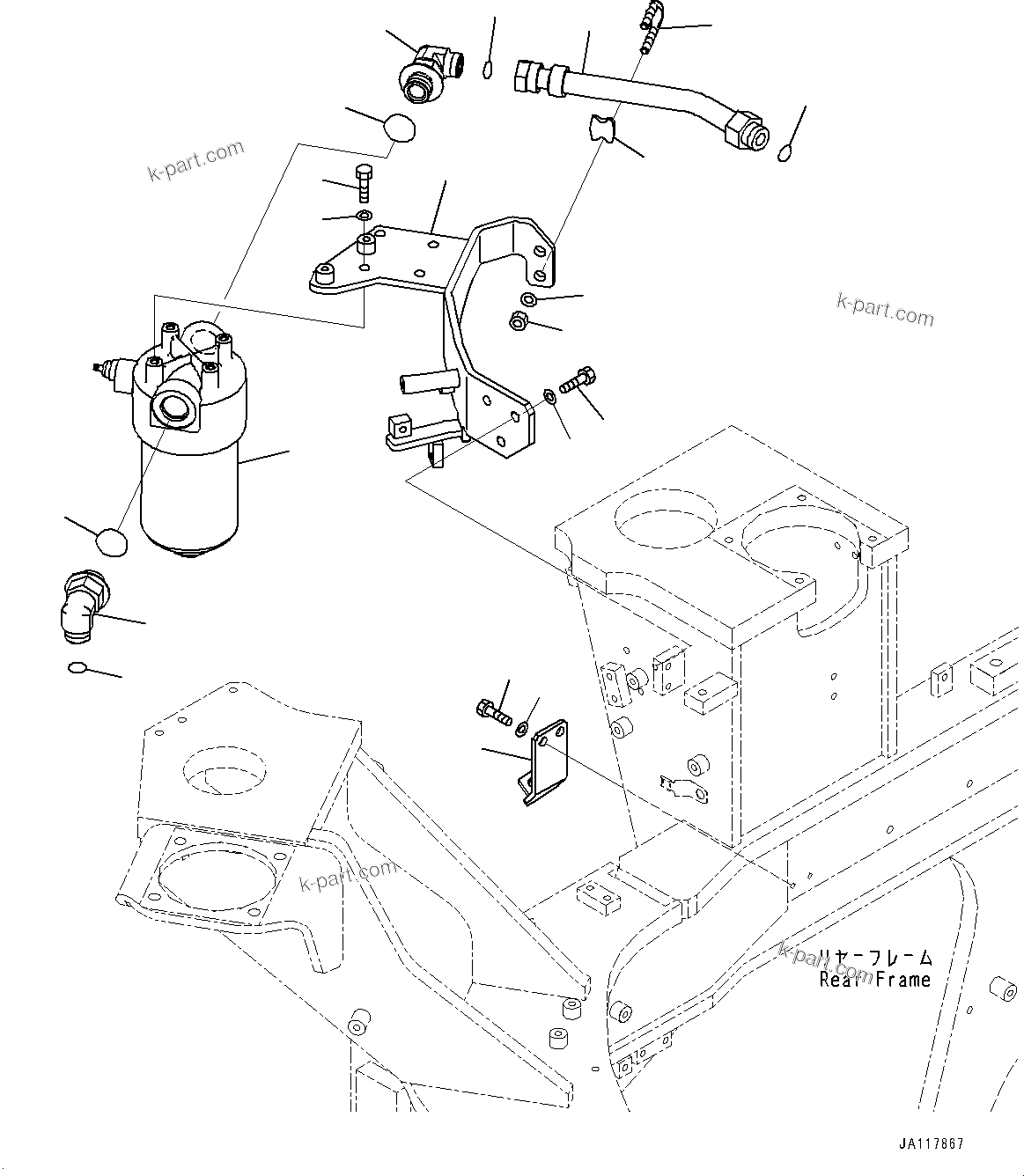 Komatsu parts book diagram for WA475-11E0 S/N H30051-UP: HYDROSTATIC TRANSMISSION (HST) OIL PIPING, HST OIL FILTER
