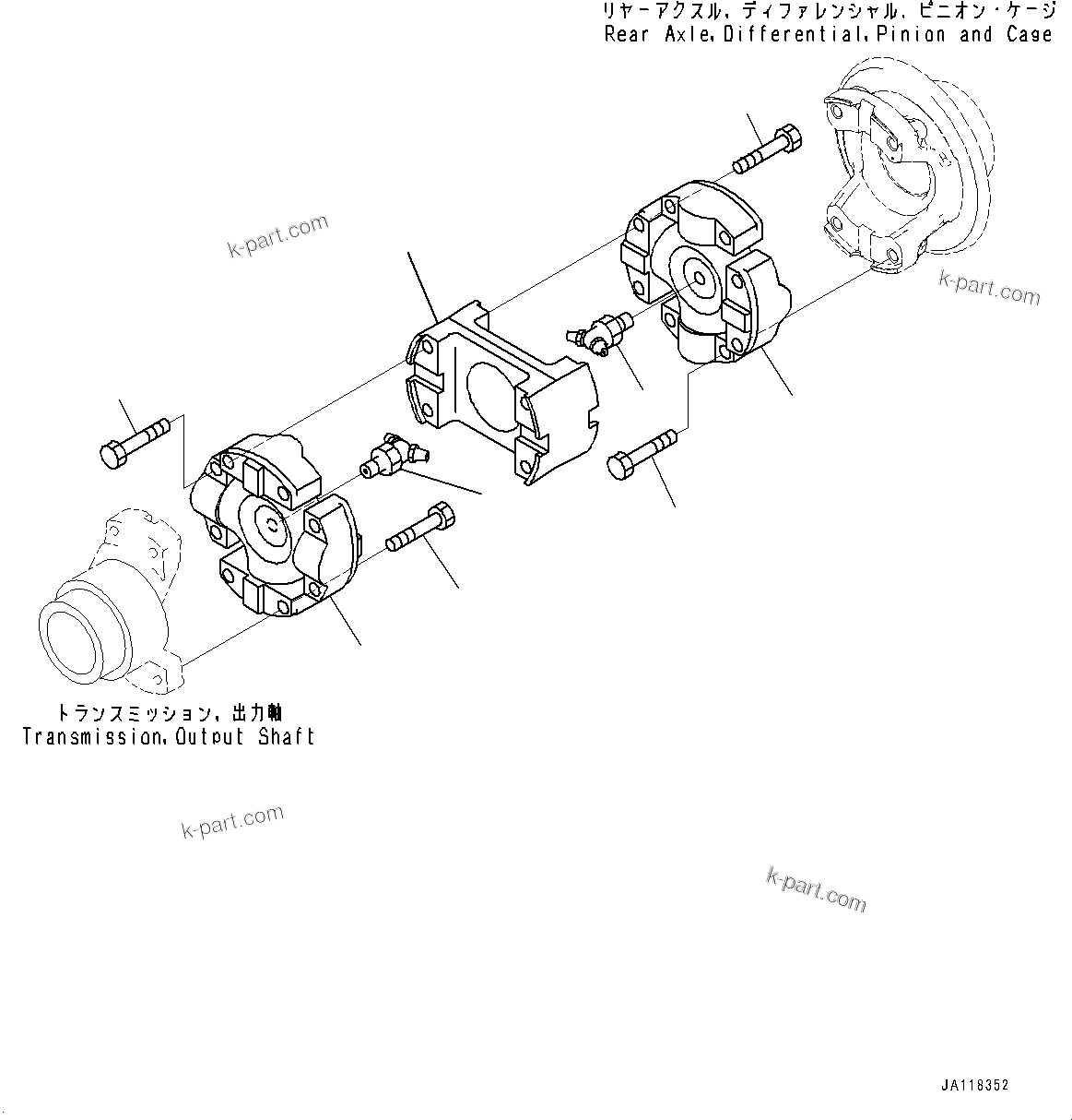Komatsu parts book diagram for WA475-11E0 S/N H30051-UP: PROPELLER SHAFT, REAR