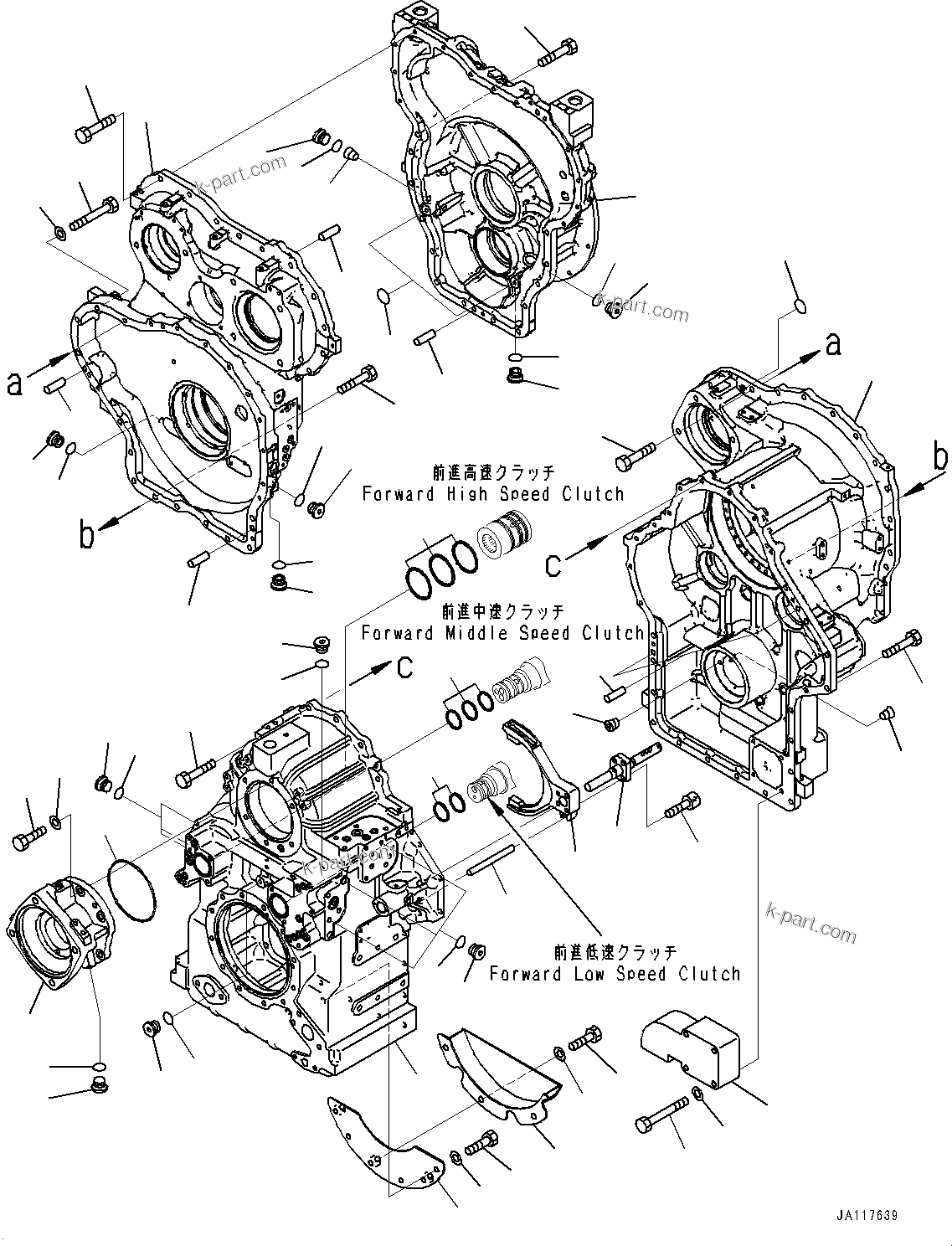 Komatsu parts book diagram for WA475-11E0 S/N H30051-UP: TRANSMISSION, TRANSMISSION CASE