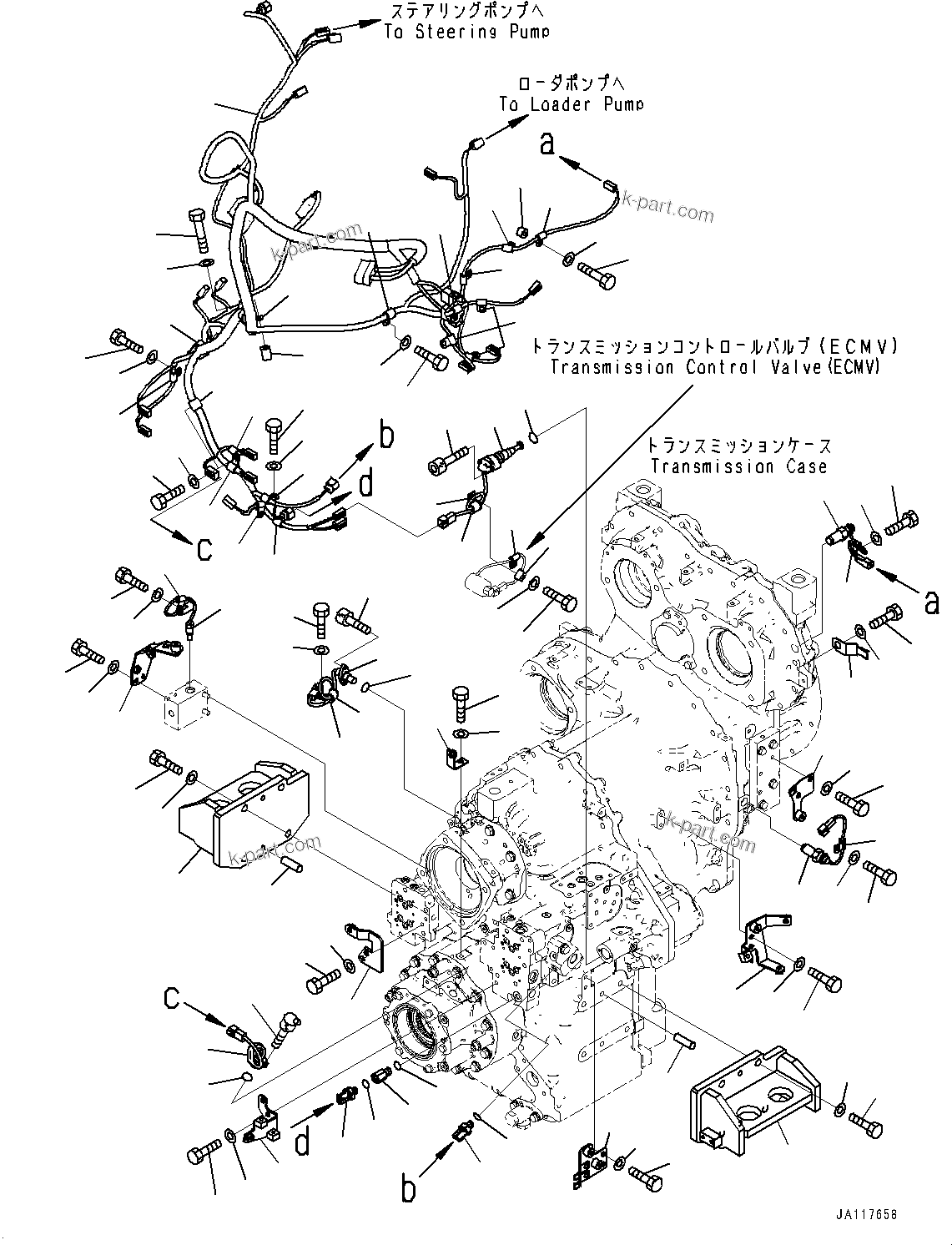 Komatsu parts book diagram for WA475-11E0 S/N H30051-UP: TRANSMISSION, TRANSMISSION WIRING HARNESS