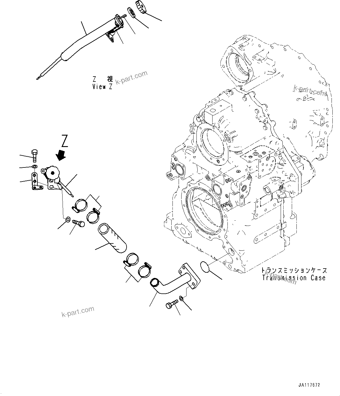 Komatsu parts book diagram for WA475-11E0 S/N H30051-UP: TRANSMISSION, FILLER TUBE