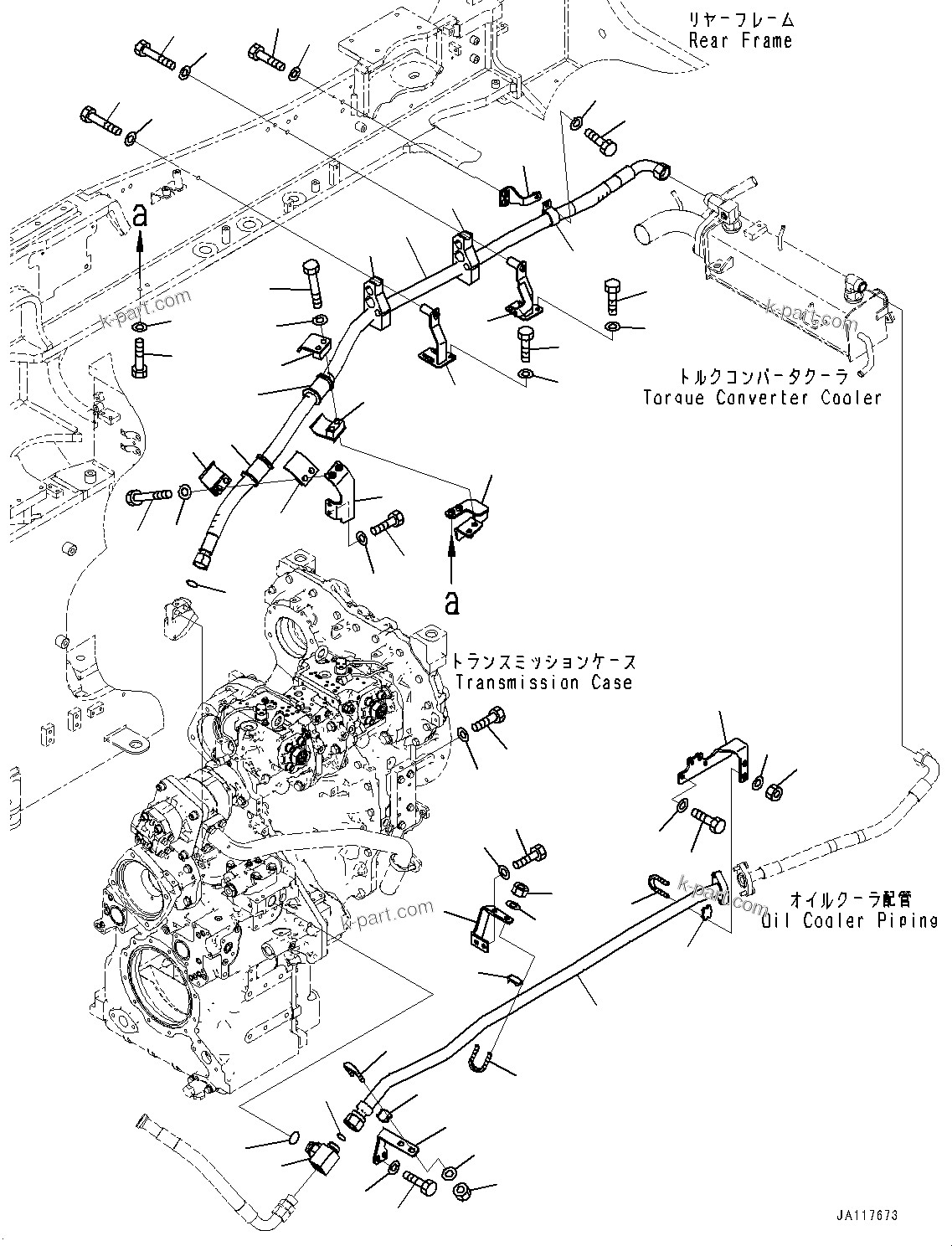 Komatsu parts book diagram for WA475-11E0 S/N H30051-UP: TRANSMISSION, COOLING PIPING