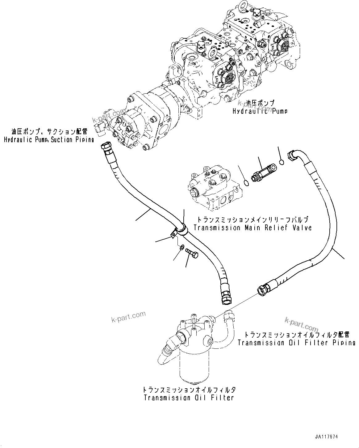 Komatsu parts book diagram for WA475-11E0 S/N H30051-UP: TRANSMISSION, CHARGE PIPING