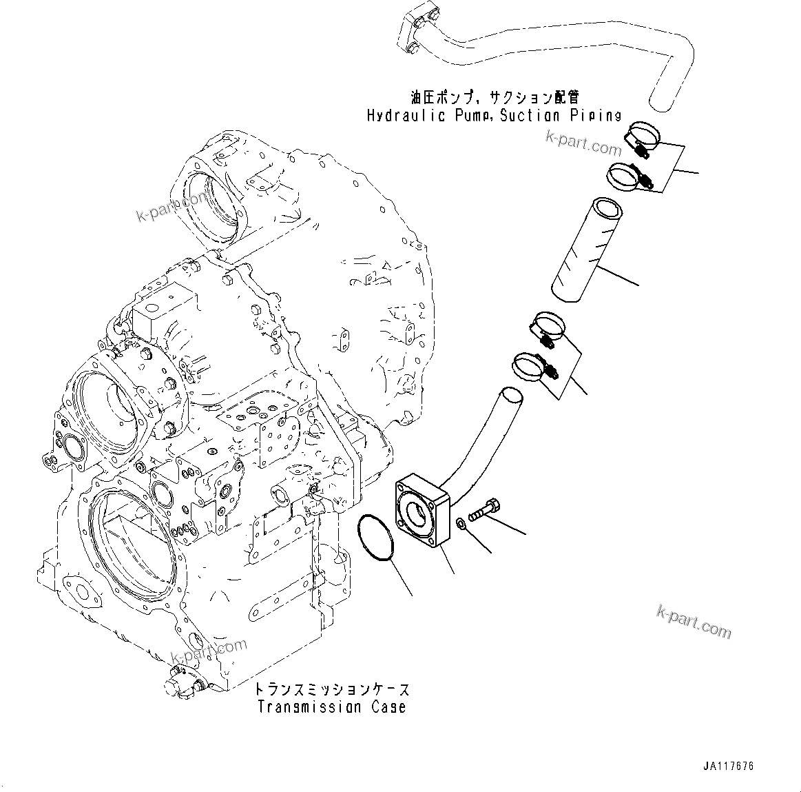 Komatsu parts book diagram for WA475-11E0 S/N H30051-UP: TRANSMISSION, SUCTION PIPING