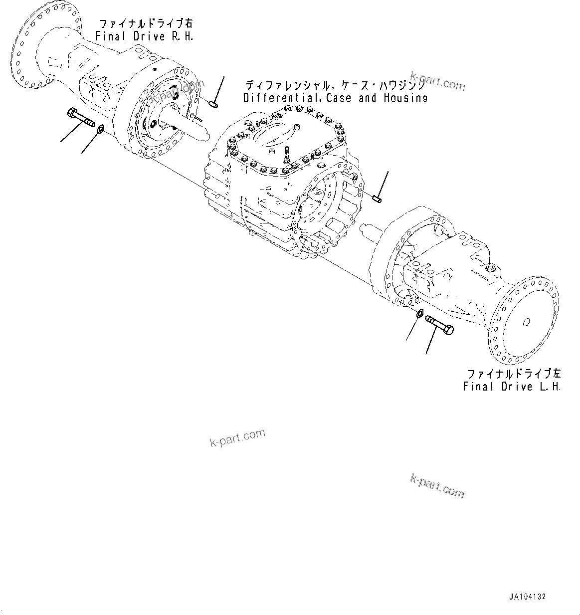 Komatsu parts book diagram for WA475-11E0 S/N H30051-UP: FRONT AXLE, WITHOUT REINFORCED TYPE, WITH LIMITED SLIP DIFFERENTIAL, HOUSING MOUNTING